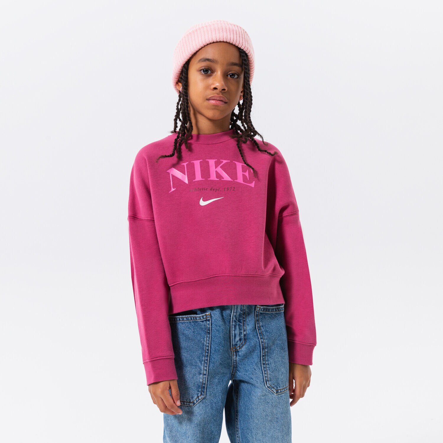 dětská mikina NIKE GIRLS' TREND FLEECE CREW SWEATSHIRT GIRL DV2563-633 FIALOVÁ