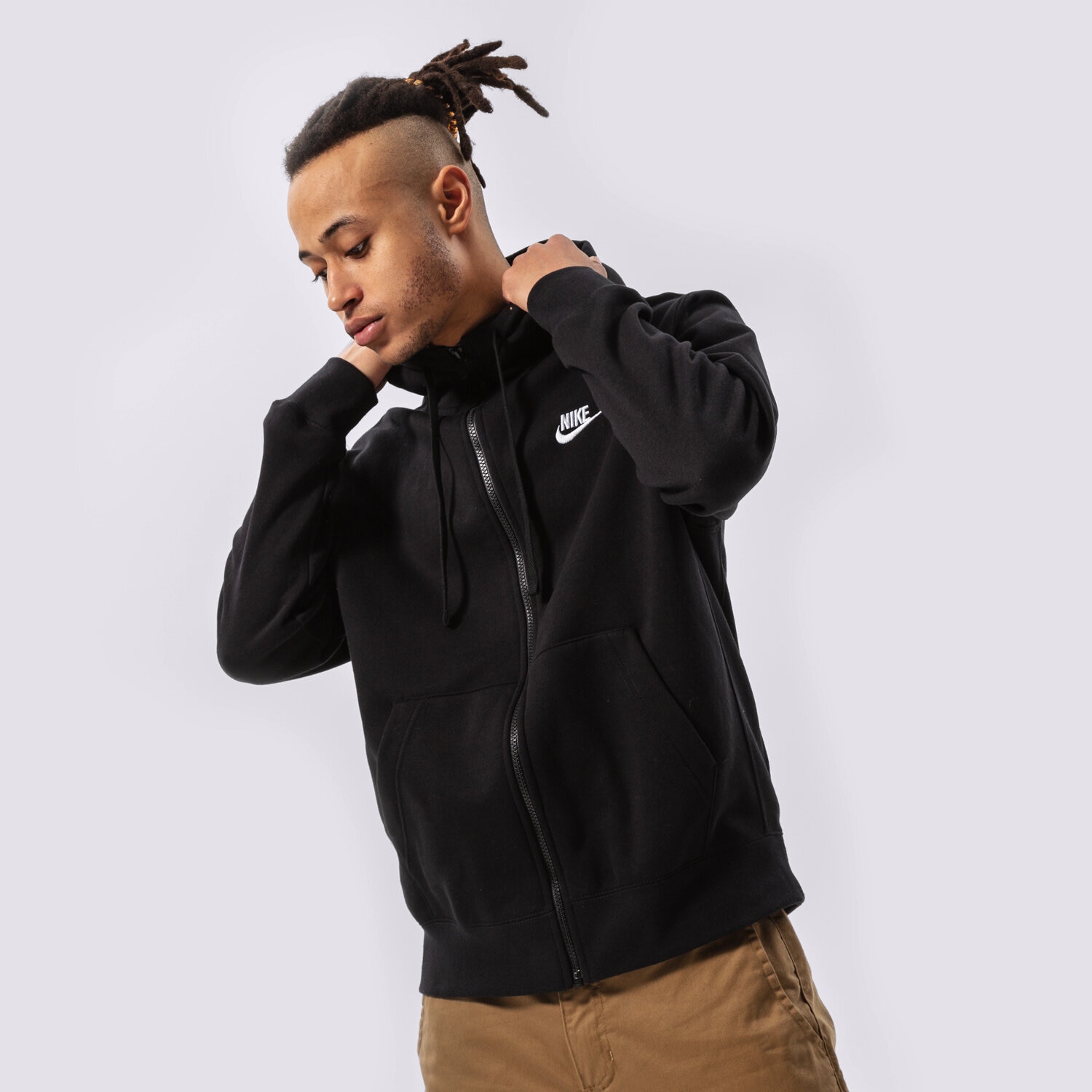 pánská mikina NIKE MIKINA ROZEPÍNACÍ SPORTSWEAR CLUB FLEECE BV2645-010 ČERNÁ
