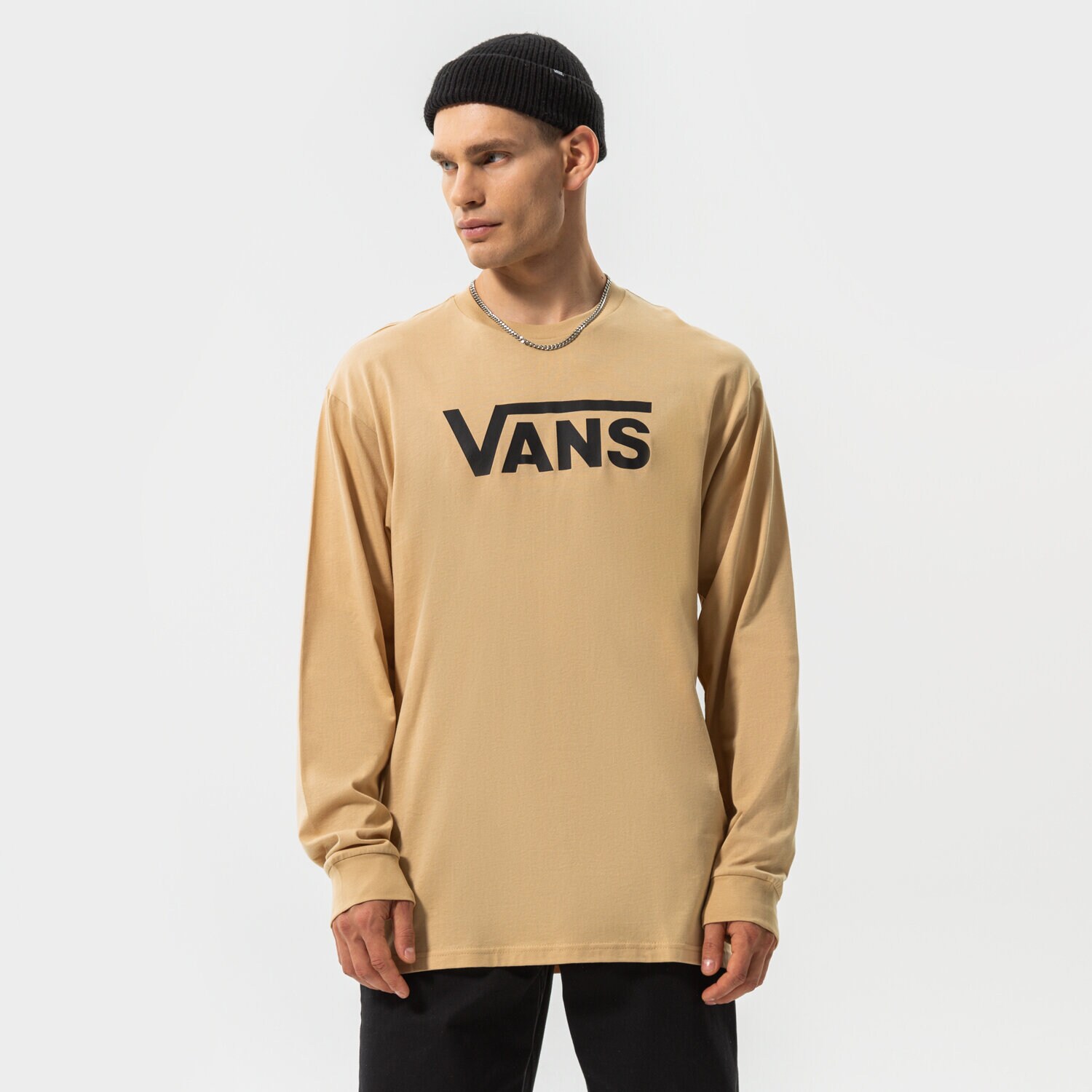 pánské tričko VANS TRIČKO VANS CLASSIC LS VN000K6HY971 BÉŽOVÁ