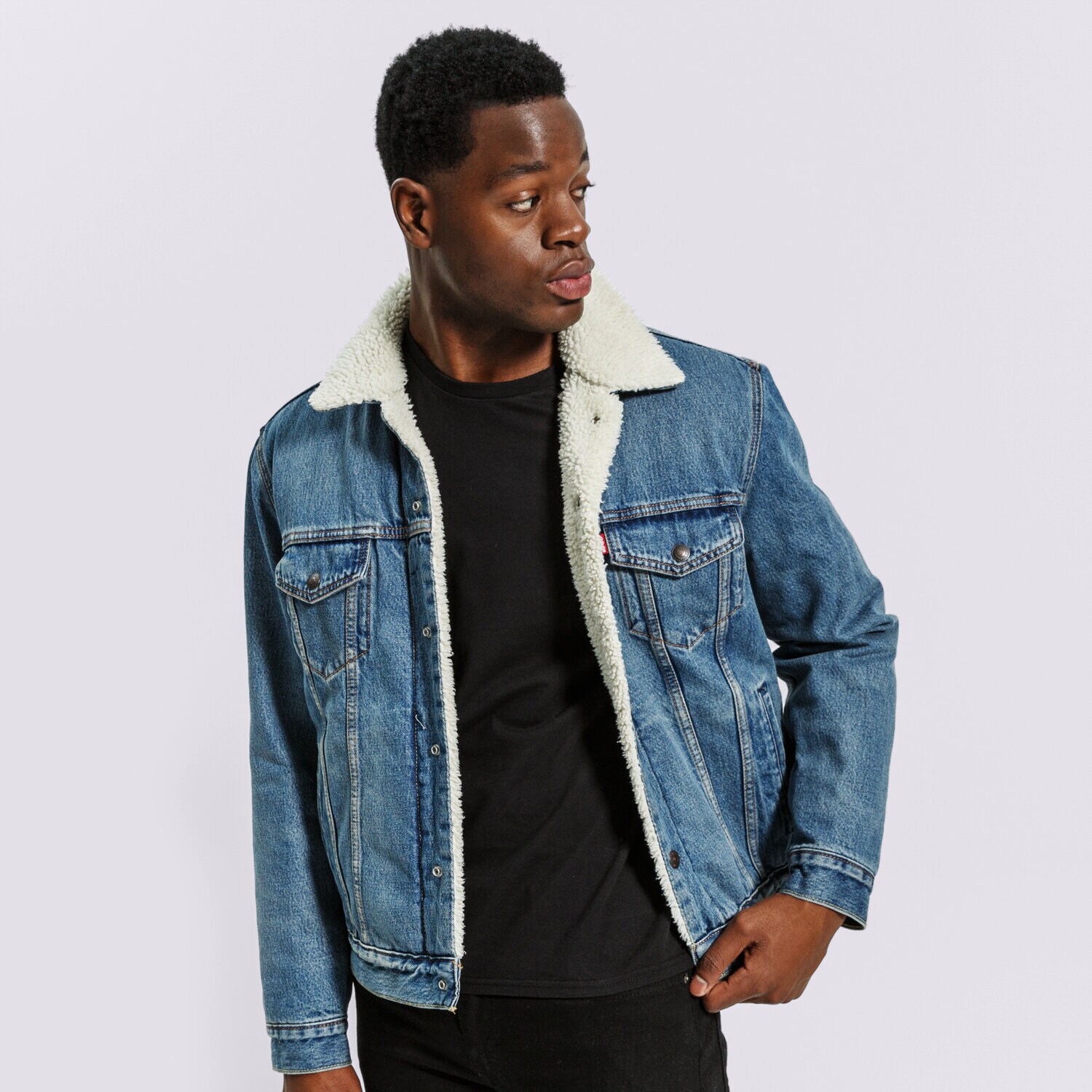 pánská zimní bunda LEVI'S BUNDA TYPE 3 SHERPA TRUCKER 16365-0128 MODRÁ