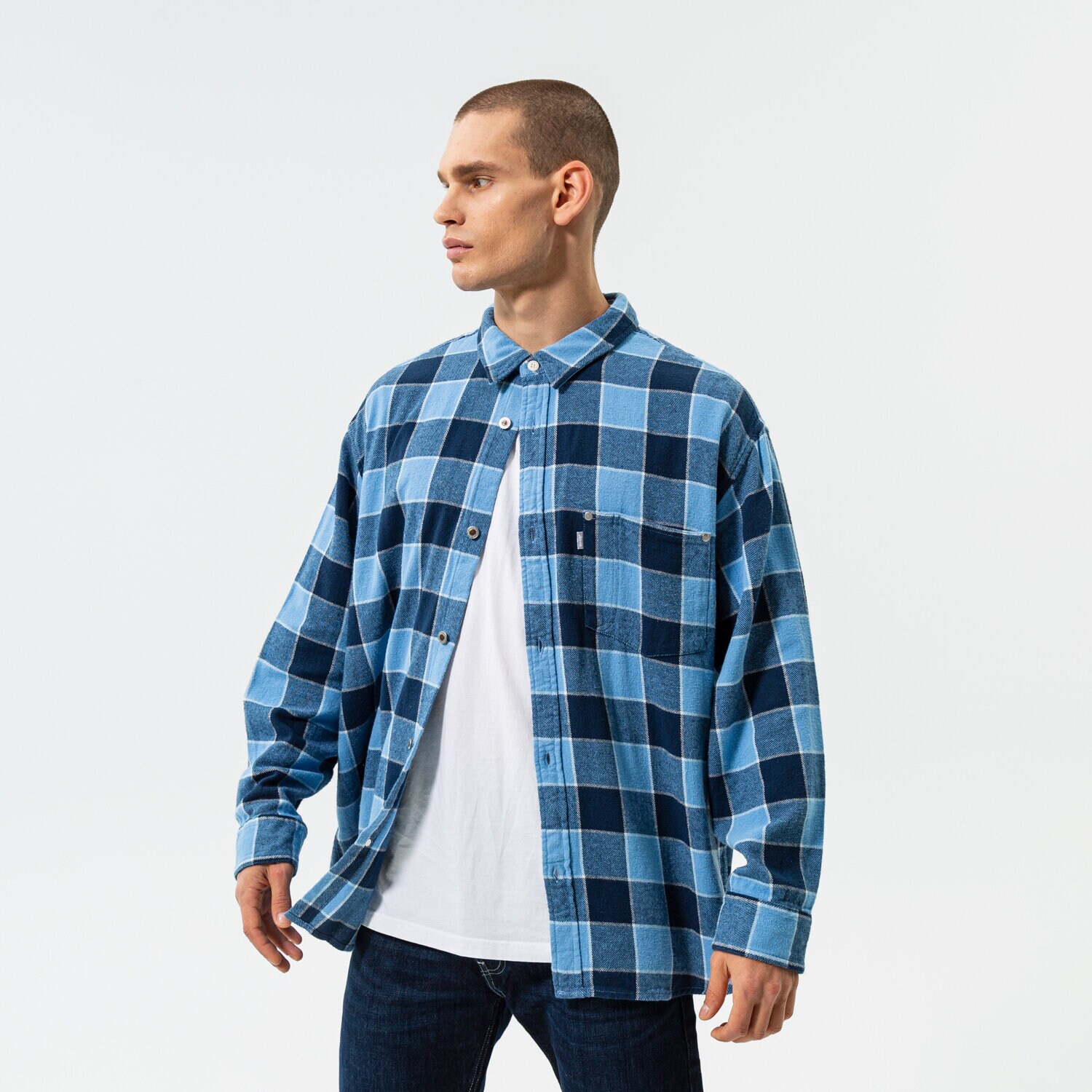 pánská košile LEVI'S KOŠILE SILVERTAB OVERSIZE 1 PKT A3404-0006 MODRÁ