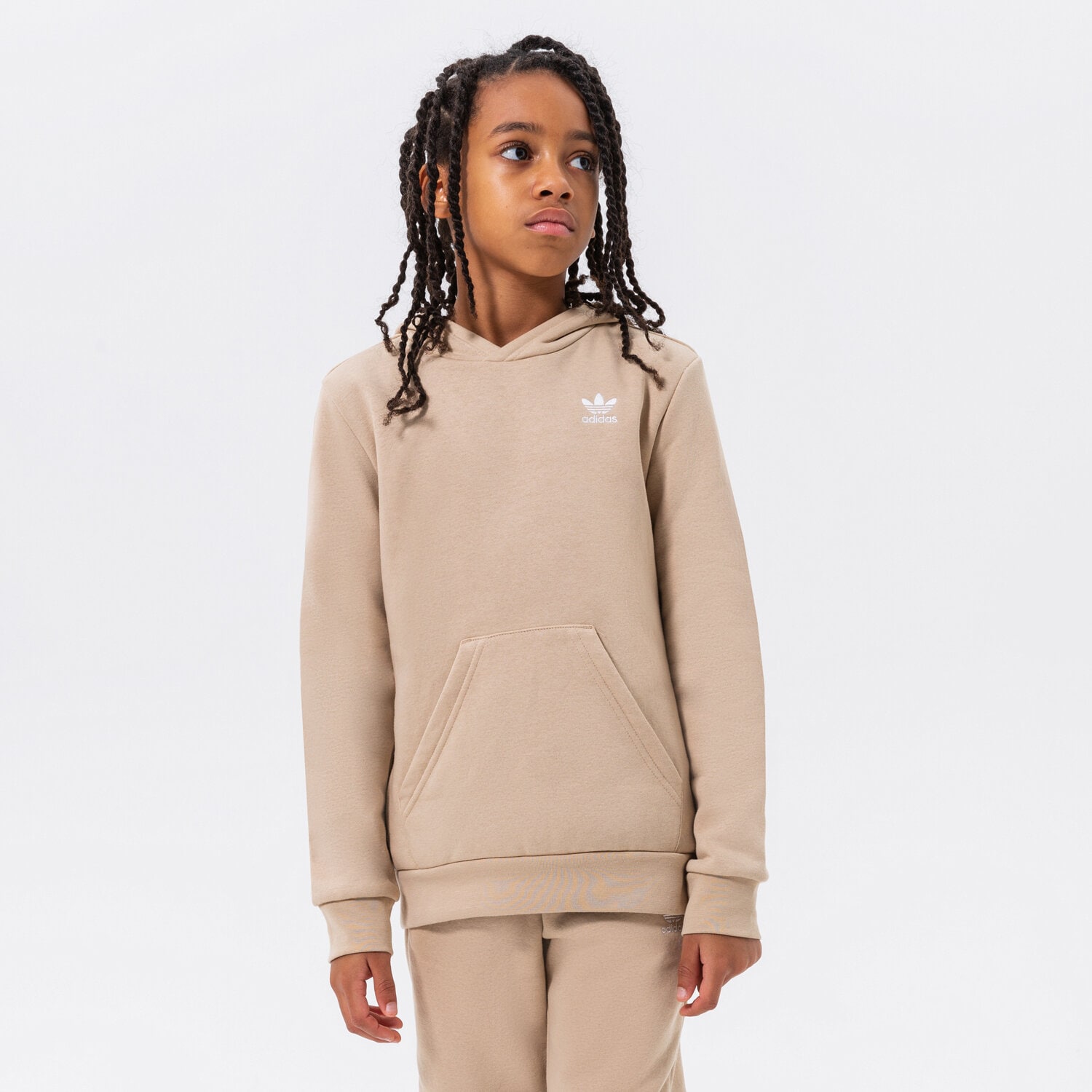 dětská mikina ADIDAS MIKINA S KAPUCÍ HOODIE GIRL HK2845 BÉŽOVÁ