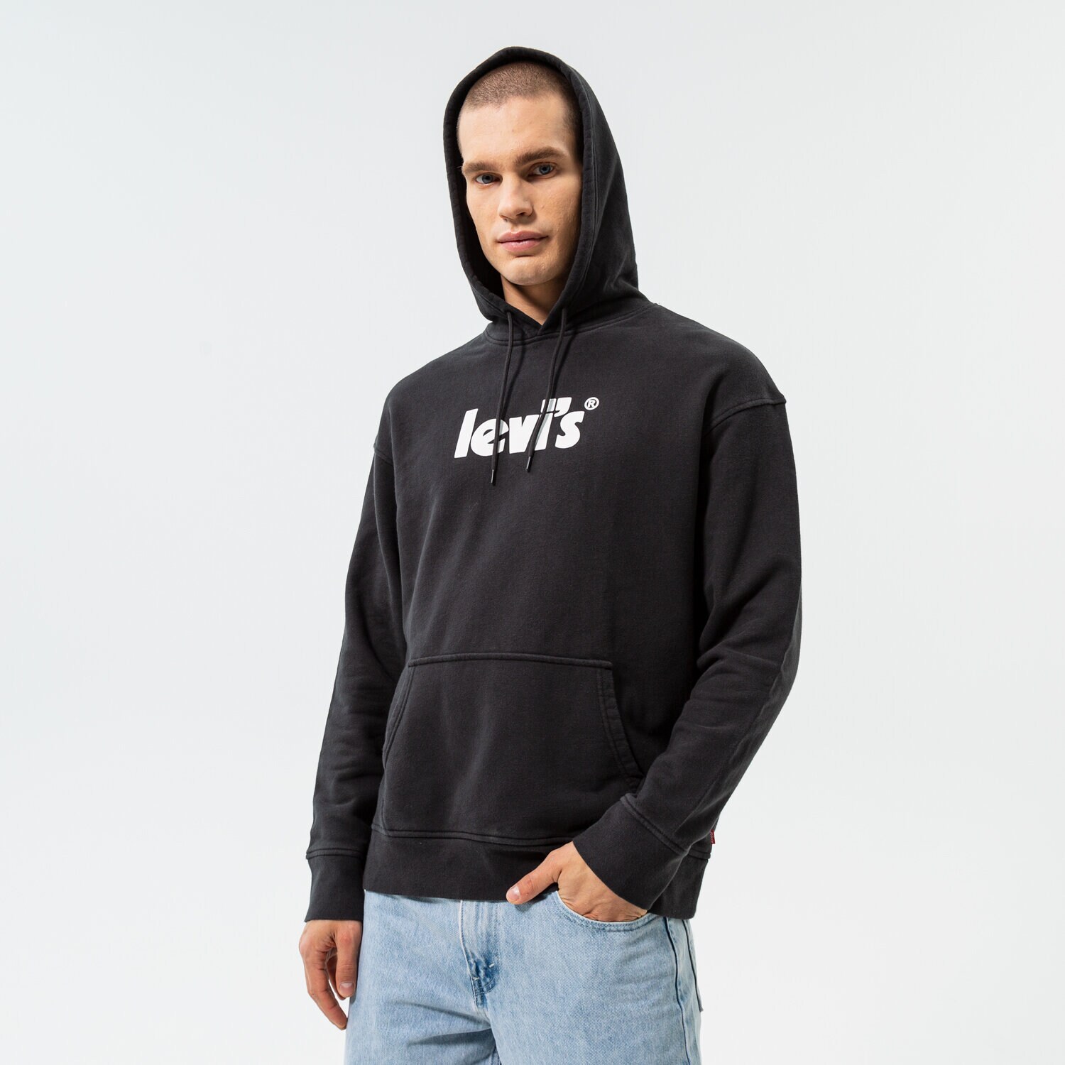 pánská mikina LEVI'S MIKINA S KAPUCÍ RELAXED GRAPHIC PO 38479-0079 ČERNÁ