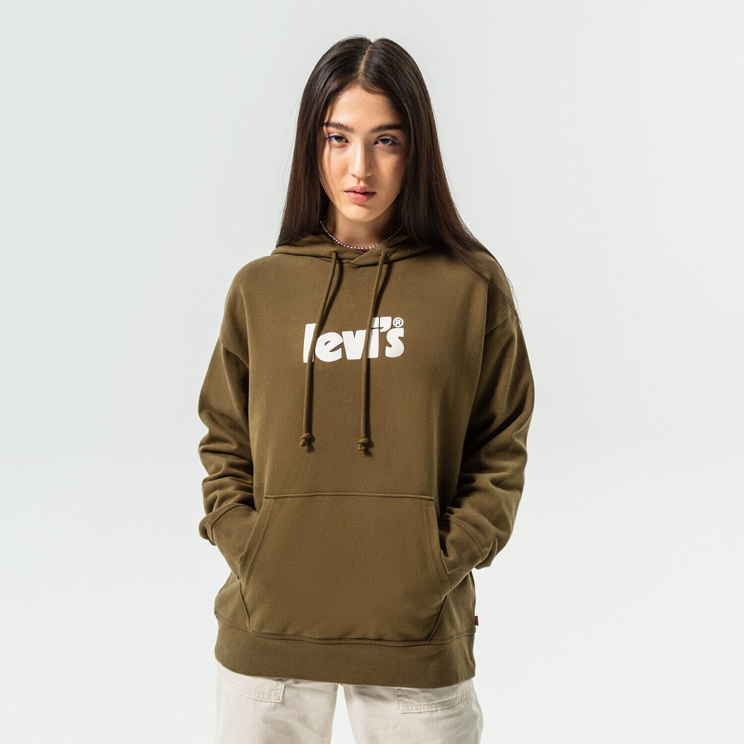 dámská mikina LEVI'S MIKINA S KAPUCÍ GRAPHIC STANDARD HOODIE 18487-0165 KHAKI