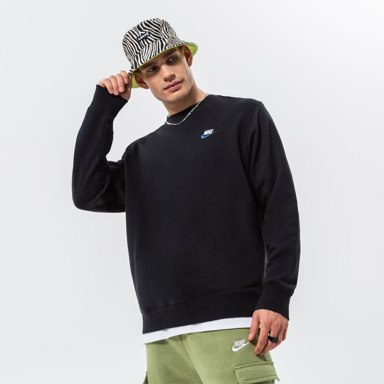 pánská mikina NIKE SPORTSWEAR CLUB SWEATSHIRT  DQ8383-010 ČERNÁ