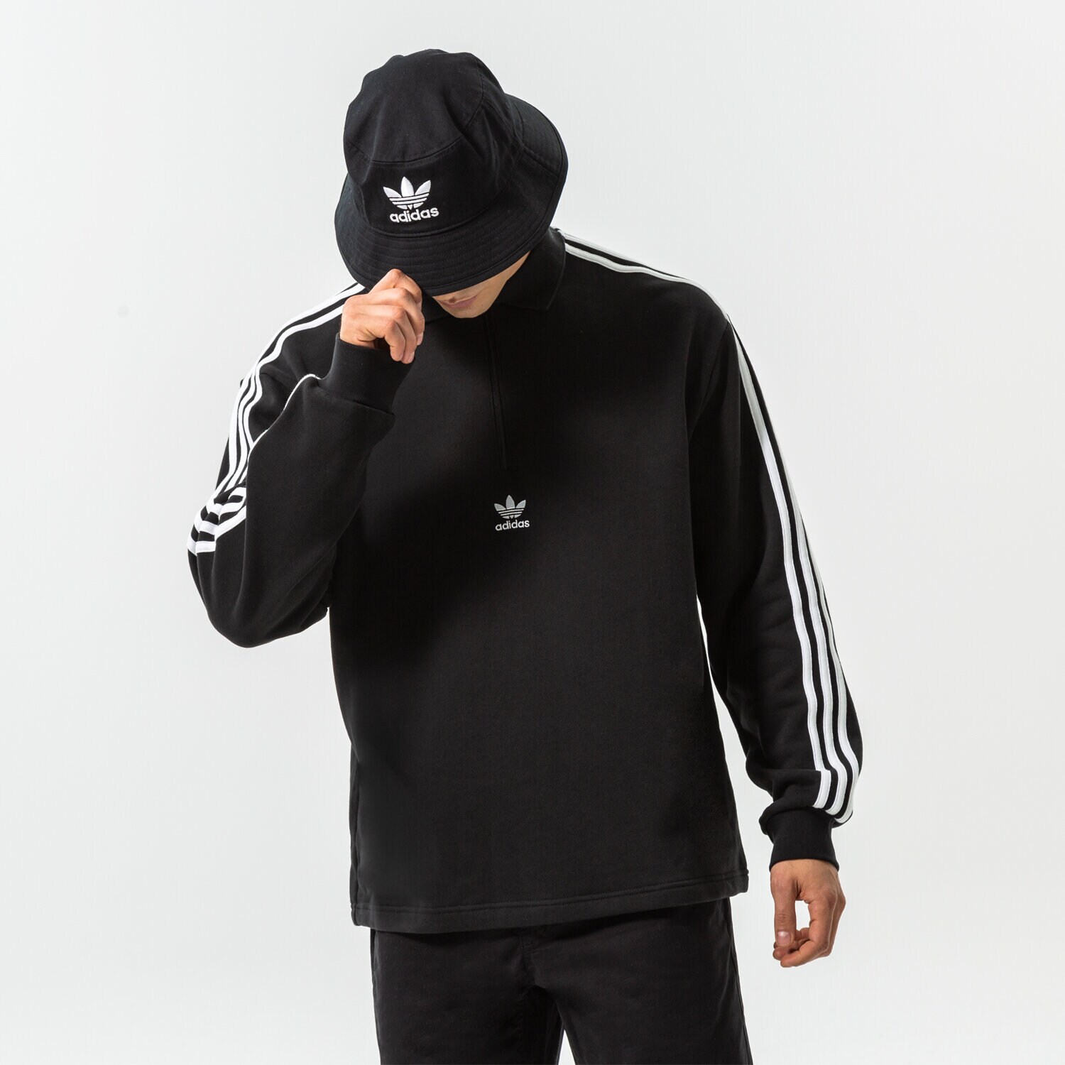 pánská mikina ADIDAS MIKINA 3-STRI-TRIČKO LS HK7425 ČERNÁ