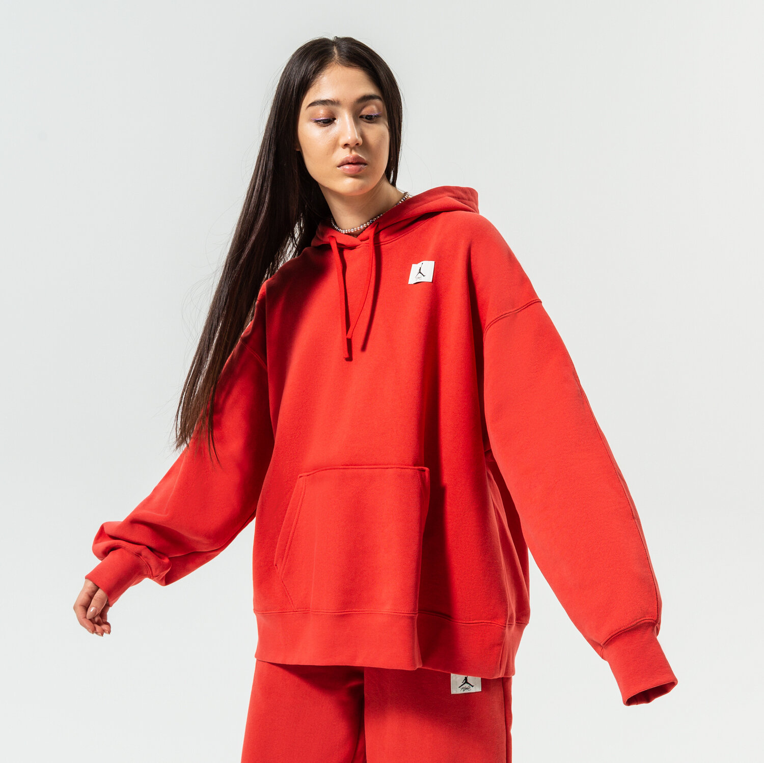 dámská mikina JORDAN MIKINA S KAPUCÍ W J FLT FLC HOODIE DQ4603-605 ČERVENÁ