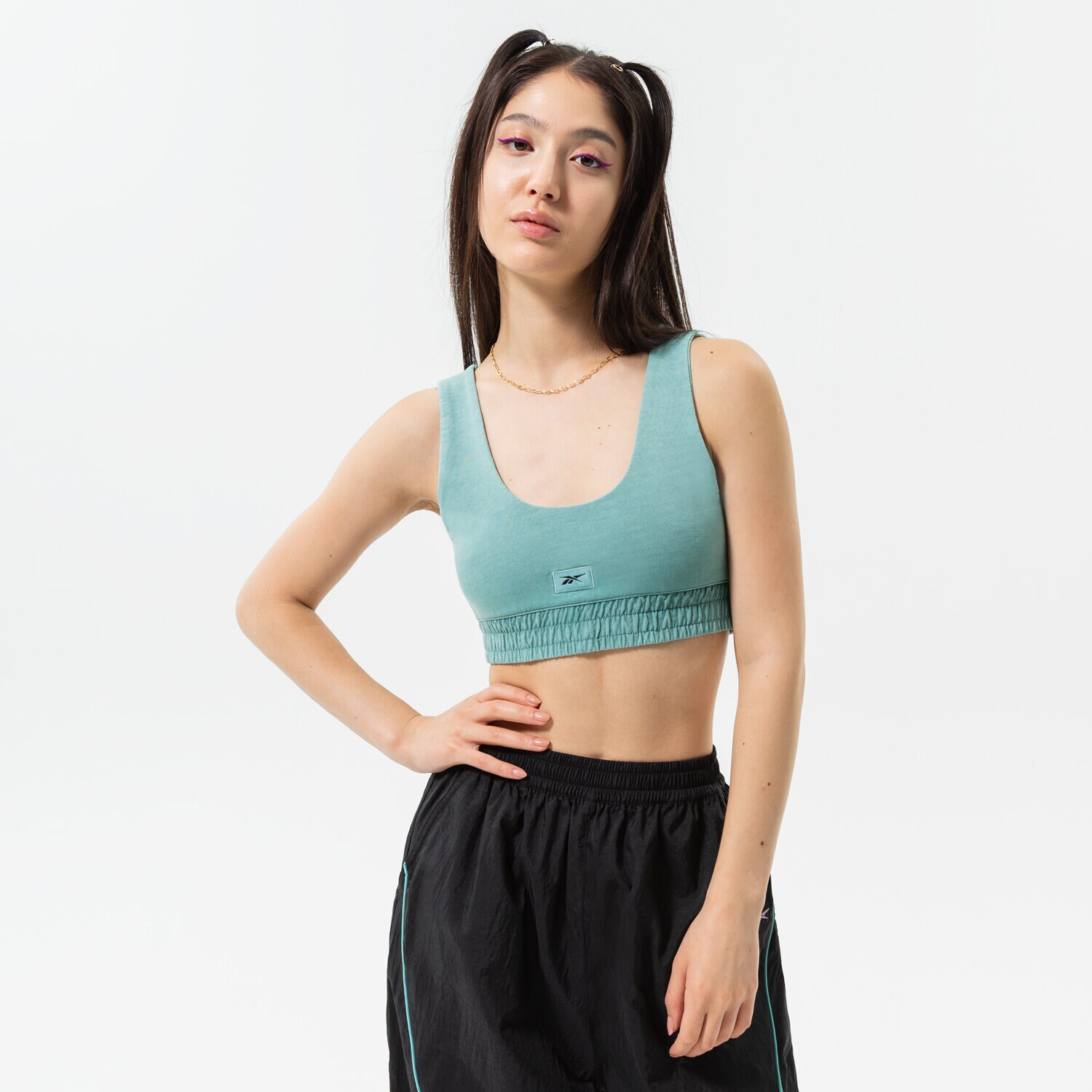 dámský top REEBOK BRA CL RBK ND FITTED BRALETTE HK4949 MODRÁ