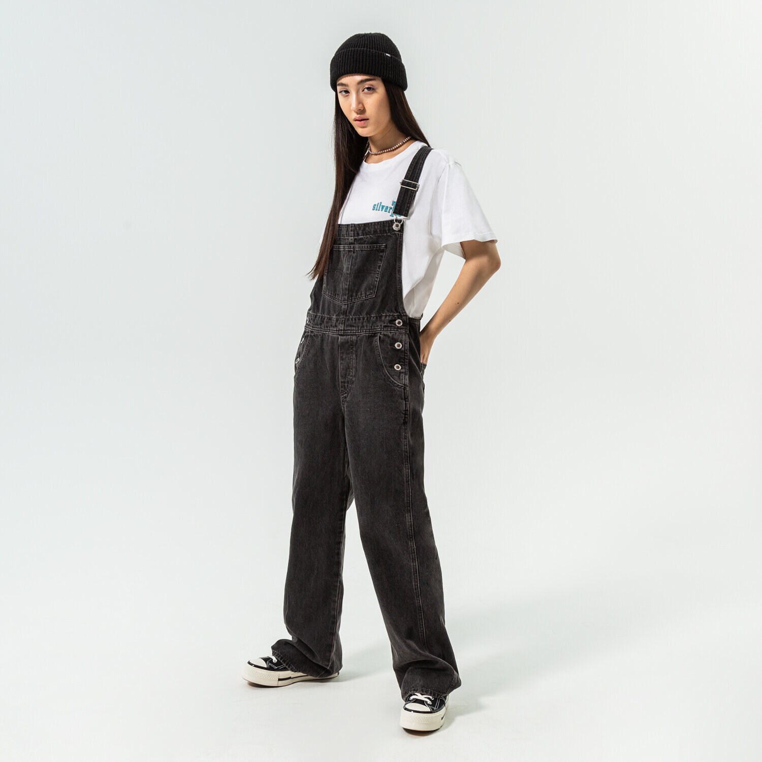dámské kalhoty LEVI'S KALHOTY  SILVERTAB OVERALL T3 A3520-0000 ČERNÁ
