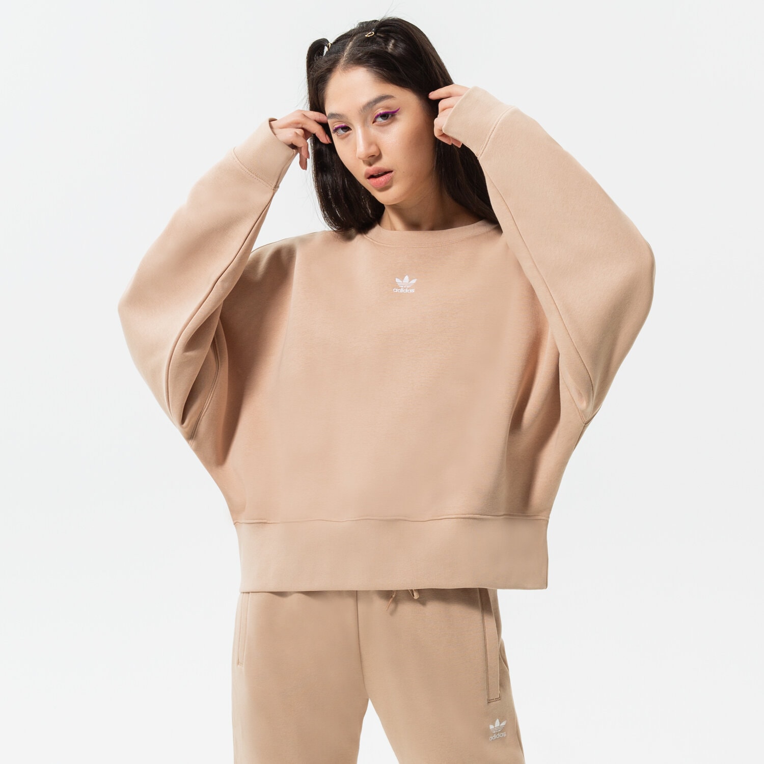 dámská mikina ADIDAS MIKINA SWEATSHIRT HJ7868 BÉŽOVÁ