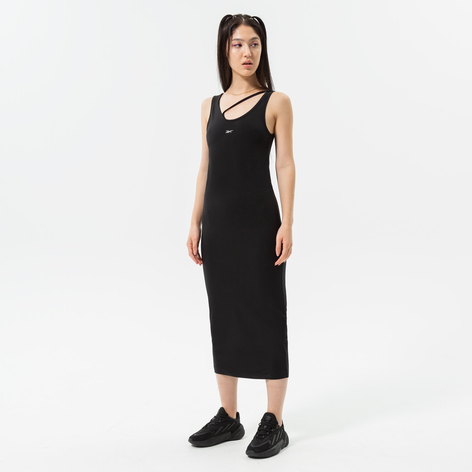 dámské šaty REEBOK ŠATY CL WDE COTTON MIDI DRESS HG1164 ČERNÁ