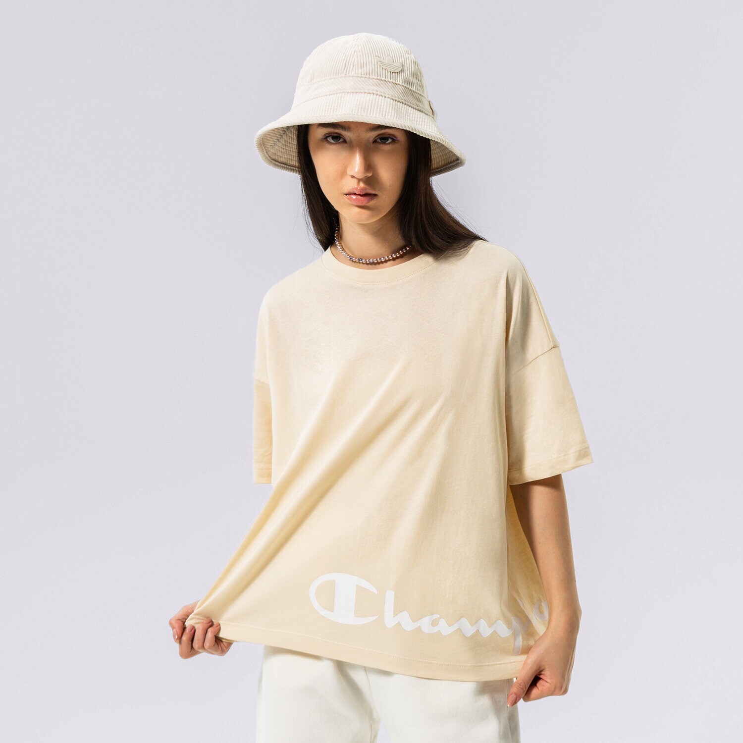dámské tričko CHAMPION TRIČKO CREWNECK TRIČKO 115425YS014 BÉŽOVÁ