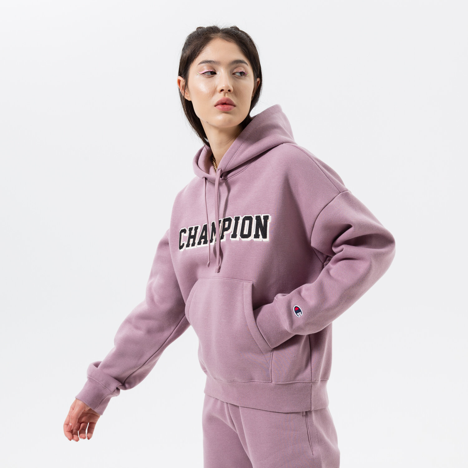 dámská mikina CHAMPION MIKINA S KAPUCÍ HOODED SWEATSHIRT 115370PS162 FIALOVÁ