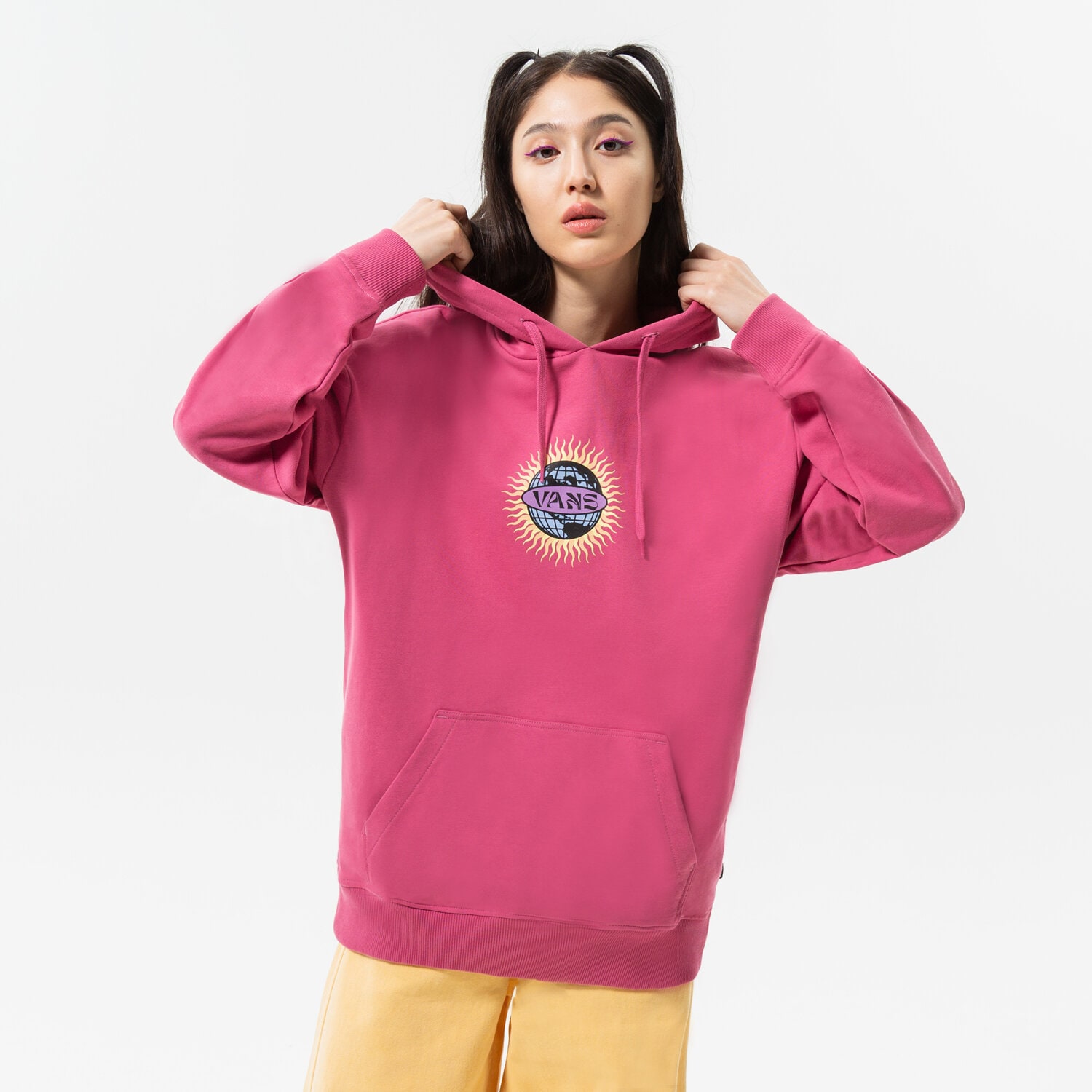 dámská mikina VANS MIKINA S KAPUCÍ EARTH & SUN OS PO VN0A7TMOBEL1 BORDOVÁ