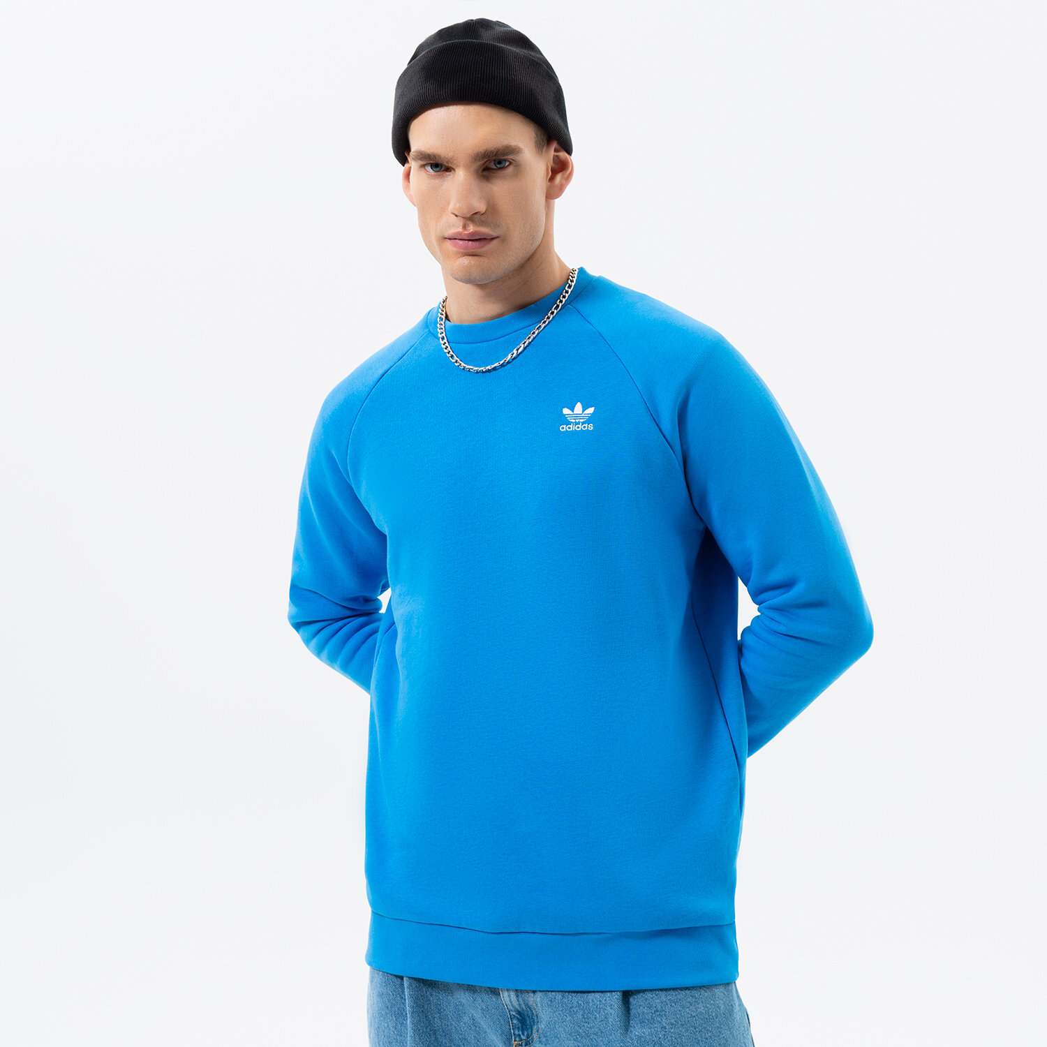 pánská mikina ADIDAS MIKINA ESSENTIAL CREW HJ7992 MODRÁ