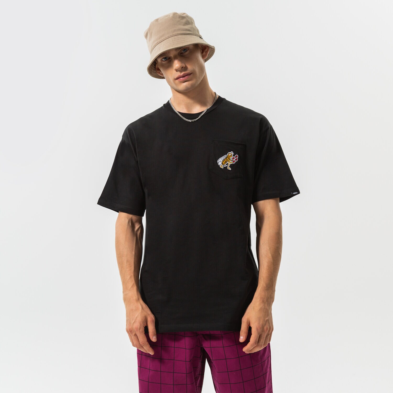 pánské tričko VANS TRIČKO CHECKERBOARD RESEARCH TEE VN0A7S6PBLK1 ČERNÁ