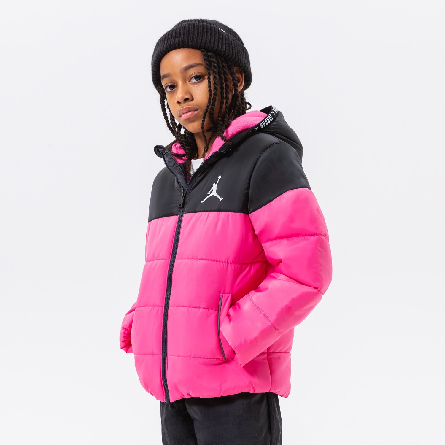 dětské tričko JORDAN BUNDA ZIMNÍ BASIC POLY PUFFER GIRL 45B657-AA7 RŮŽOVÁ