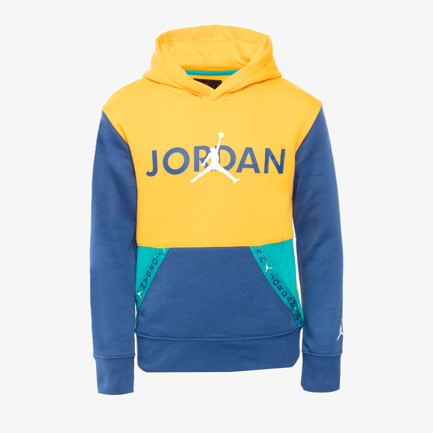 dětská mikina JORDAN MIKINA S KAPUCÍ VERT TAPE FLC PO HOODIE BOY 95B762-Y2Z hořčicová