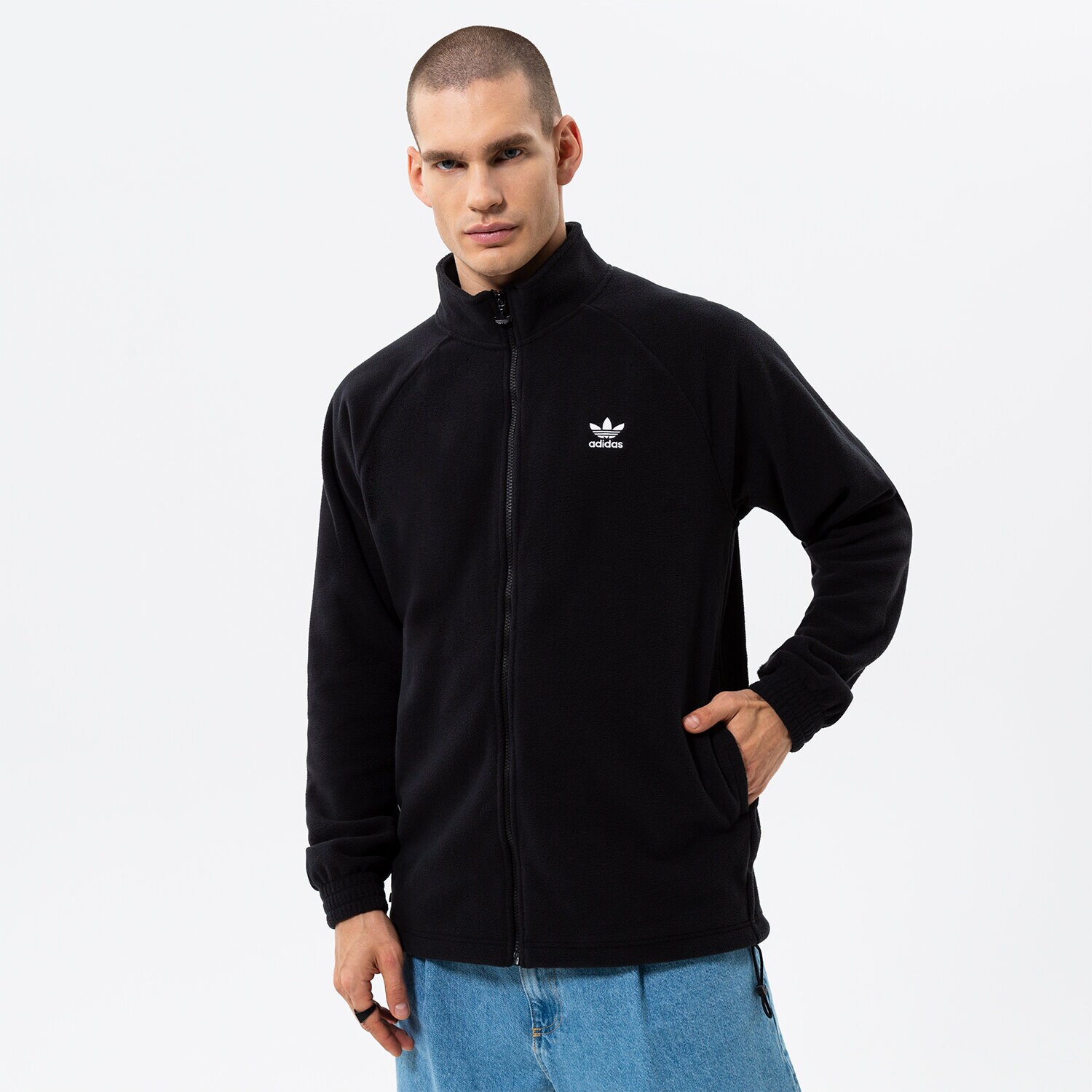 pánská mikina ADIDAS MIKINA ROZEPÍNACÍ TREFOIL FZ TEDD HK7295 ČERNÁ