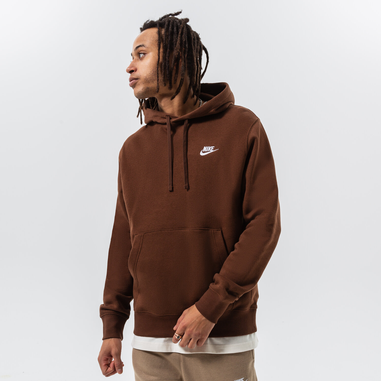 pánská mikina NIKE MIKINA S KAPUCÍ M NSW CLUB HOODIE PO BB BV2654-259 HNĚDÁ