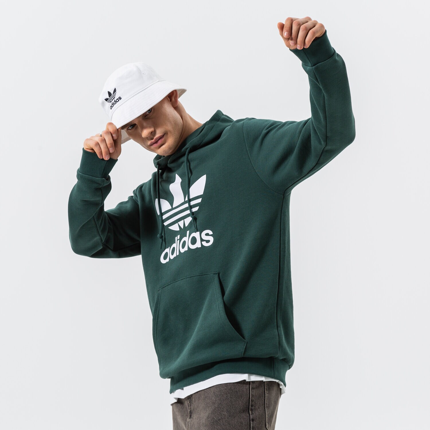 pánská mikina ADIDAS MIKINA S KAPUCÍ TREFOIL HOODY HK7270 ZELENÁ