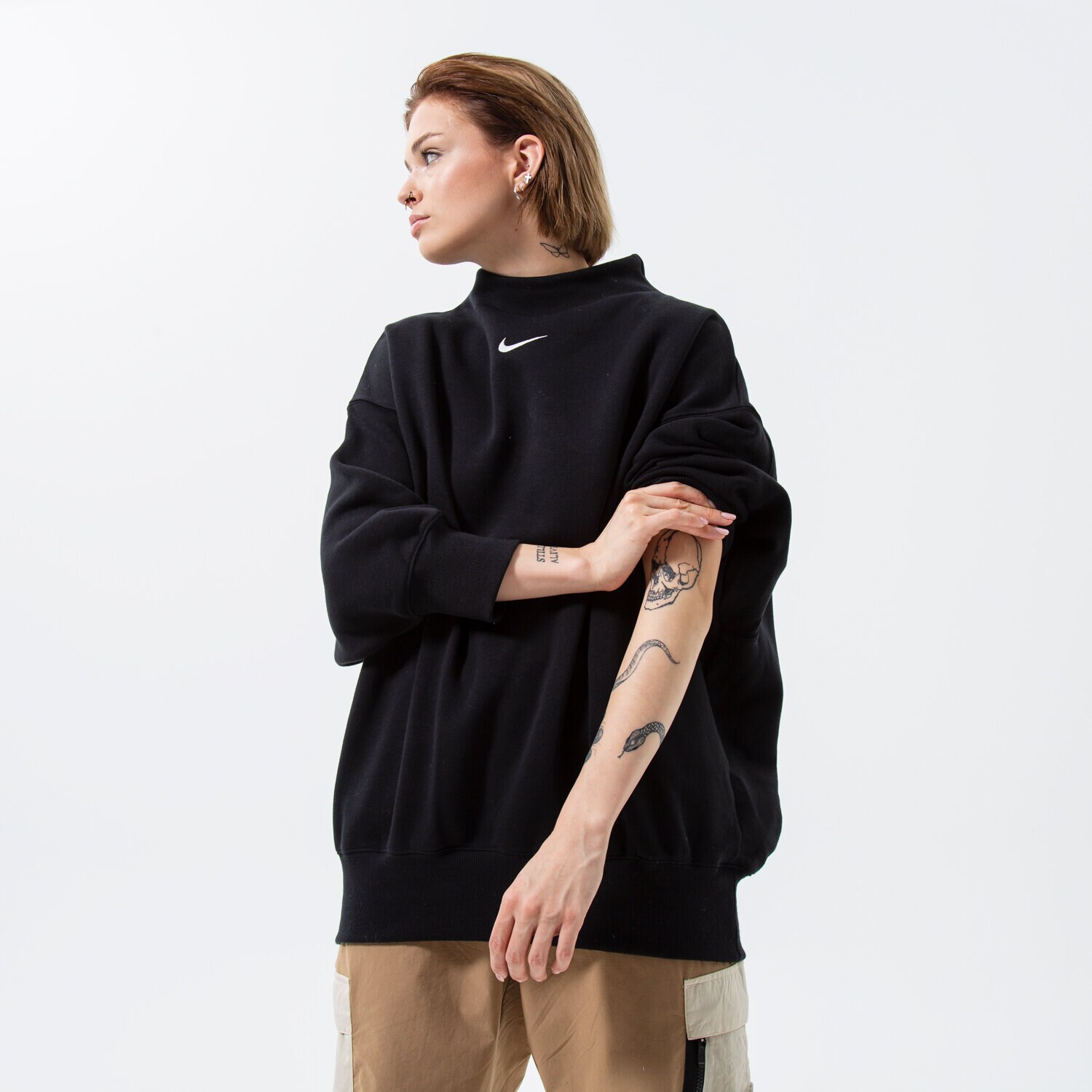 dámská mikina NIKE MIKINA W NSW STYLE FLC MOCK OOS DQ5765-010 ČERNÁ