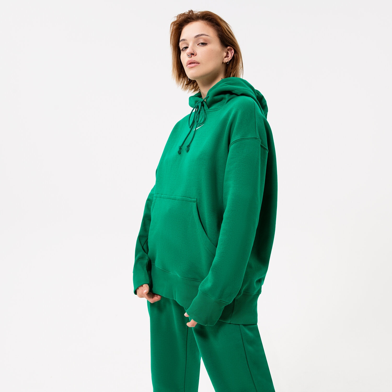 dámská mikina NIKE MIKINA S KAPUCÍ W NSW PHNX FLC OS PO HOODIE DQ5860-365 ZELENÁ