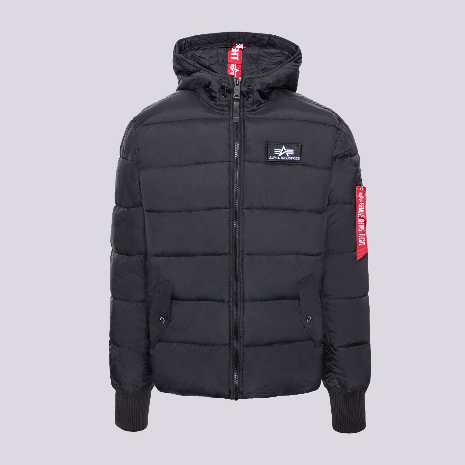 pánská zimní bunda ALPHA INDUSTRIES BUNDA PÉŘOVÁ HOODED 118113-03 ČERNÁ