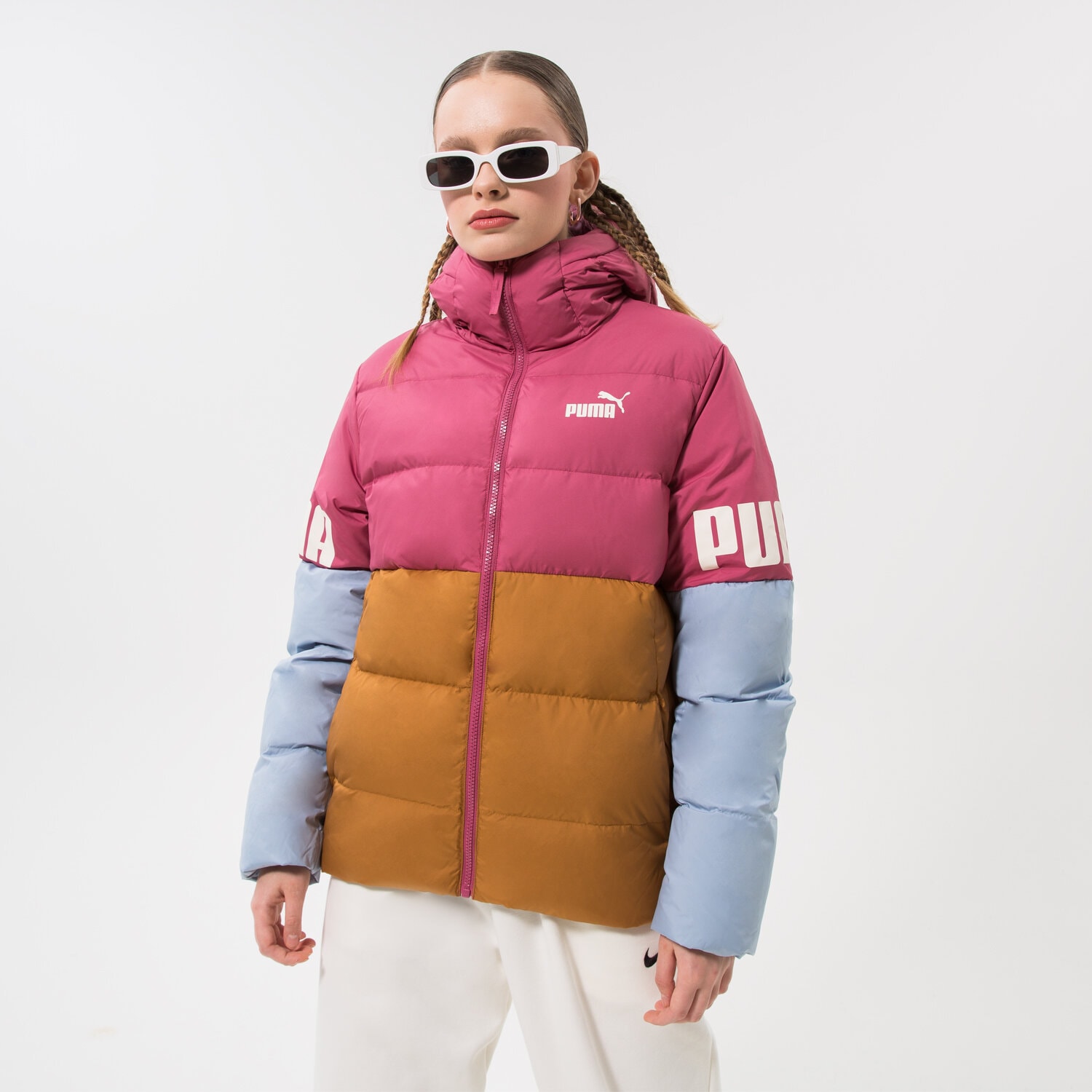dámská zimní bunda PUMA BUNDA ZIMNÍ PUMA POWER HOODED DOWN PUFFER 849394 45 FIALOVÁ