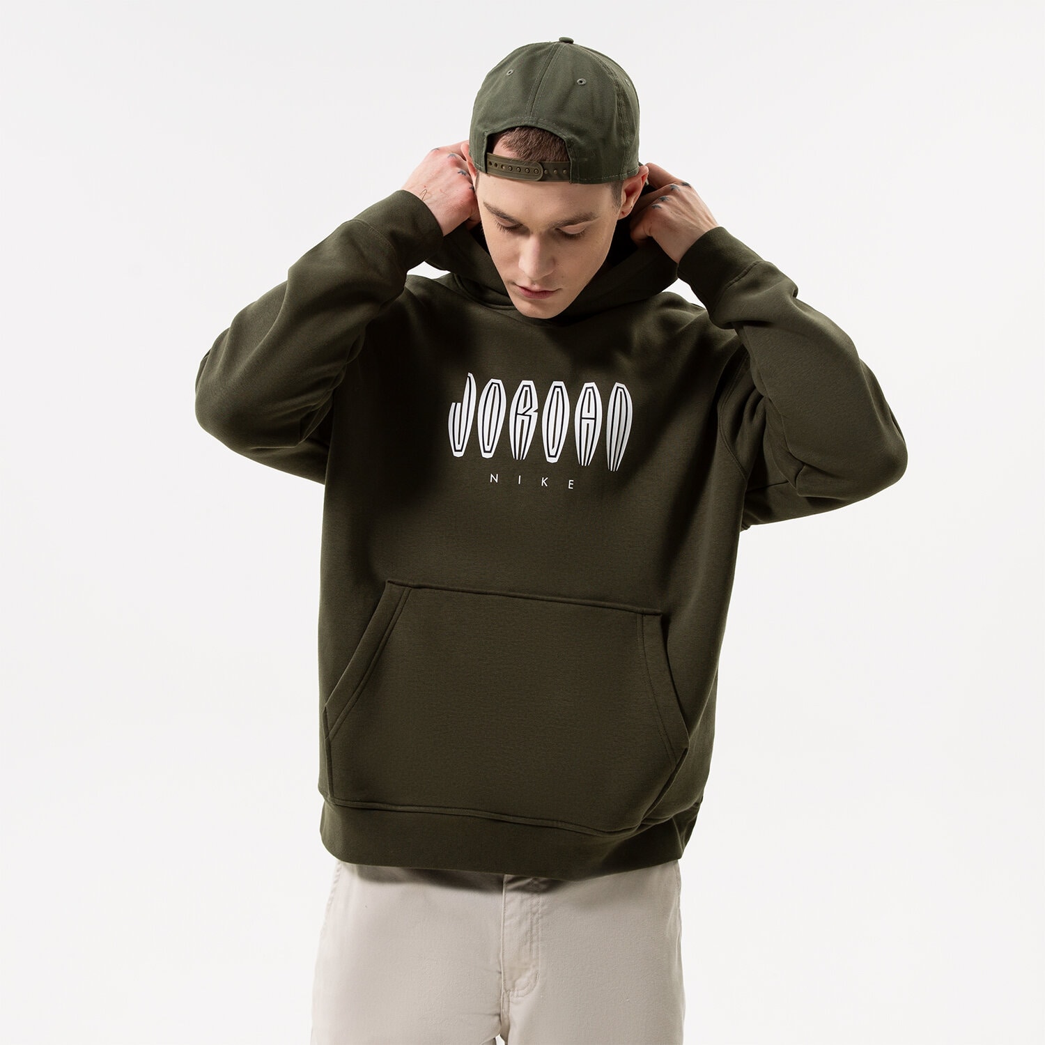 pánská mikina JORDAN MIKINA S KAPUCÍ M J FLT MVP JD FLC PO DQ7559-325 KHAKI