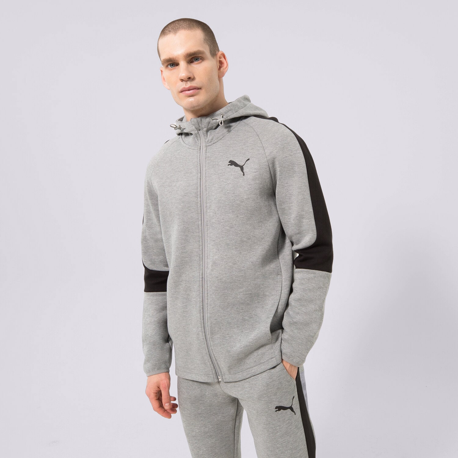 pánská mikina PUMA MIKINA ROZEPÍNACÍ S KAPUCÍ 585812 585812 03 ŠEDÁ