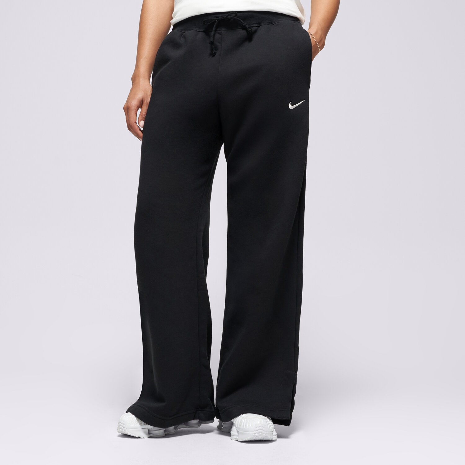 dámské kalhoty NIKE KALHOTY  W NSW PHNX FLC HR PANT WIDE DQ5615-010 ČERNÁ