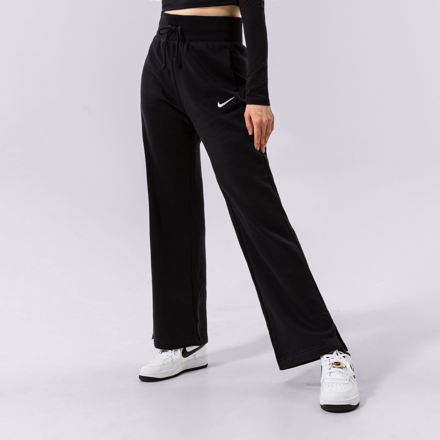 dámské kalhoty NIKE KALHOTY  W NSW PHNX FLC HR PANT WIDE DQ5615-010 ČERNÁ
