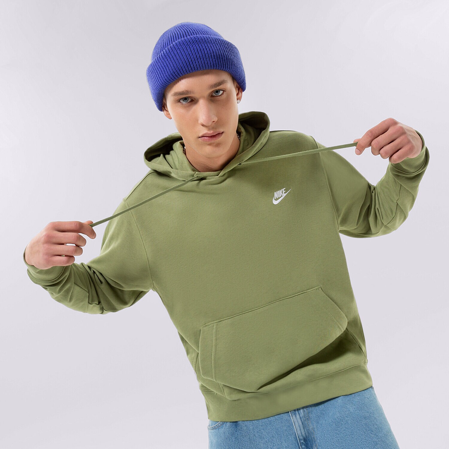 pánská mikina NIKE MIKINA S KAPUCÍ NIKE SPORTSWEAR CLUB CZ7857334 KHAKI