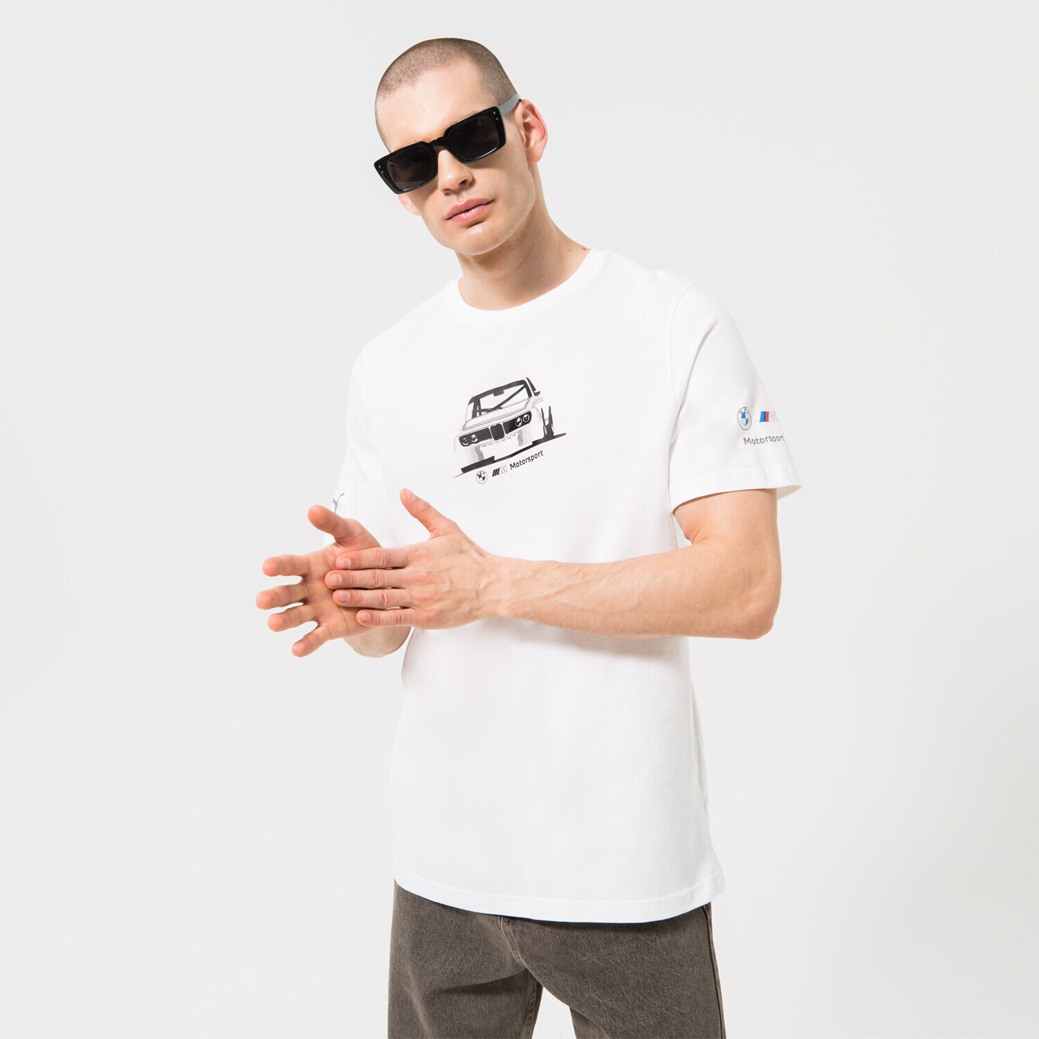 pánské tričko PUMA TRIČKO PUMA BMW MMS ESS CAR GRAPHIC TEE 535886-02 BÍLÁ