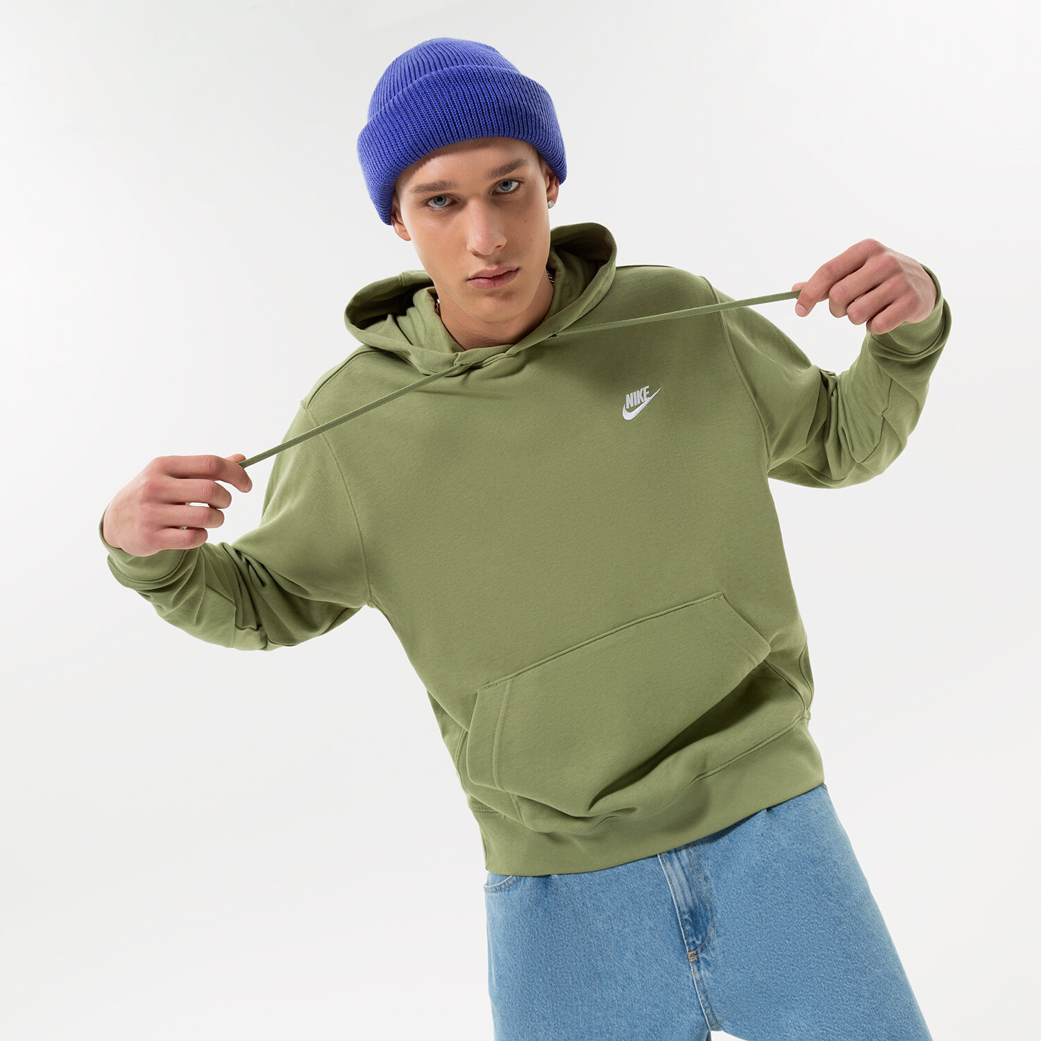 pánská mikina NIKE MIKINA S KAPUCÍ NIKE SPORTSWEAR CLUB CZ7857334 KHAKI