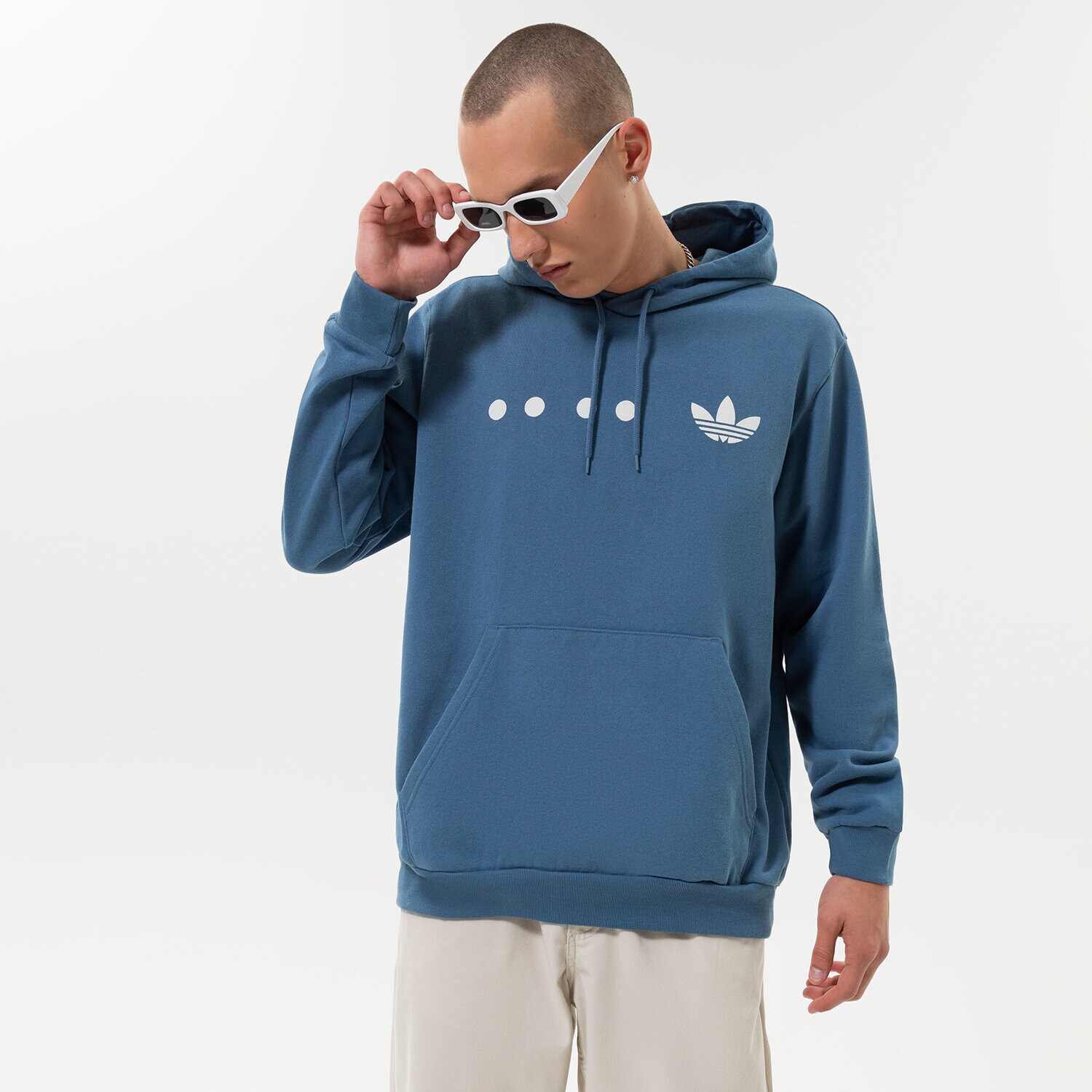 pánská mikina ADIDAS MIKINA S KAPUCÍ LOGO HOOD HK2762 MODRÁ