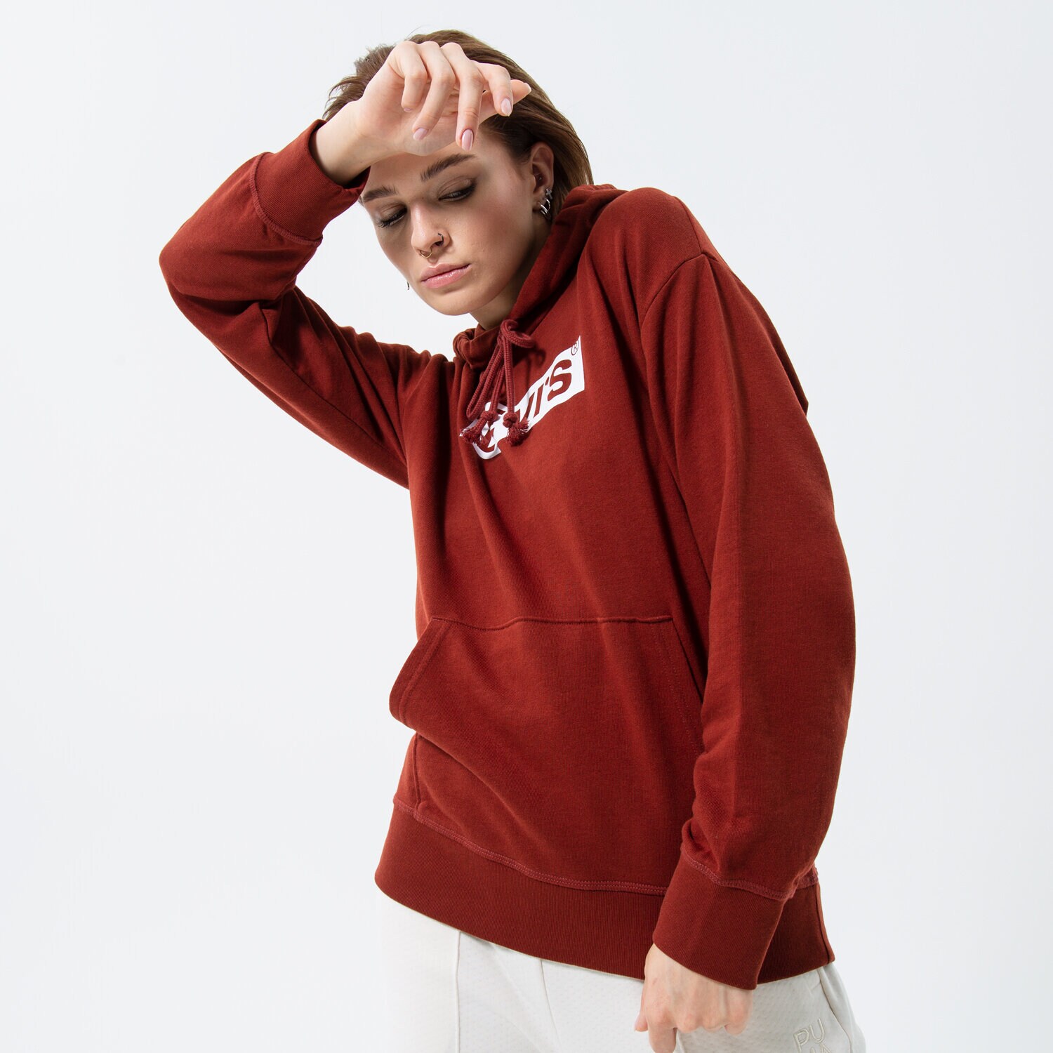 dámská mikina LEVI'S MIKINA S KAPUCÍ GRAPHIC STANDARD HOODIE 18487-0178 BORDOVÁ
