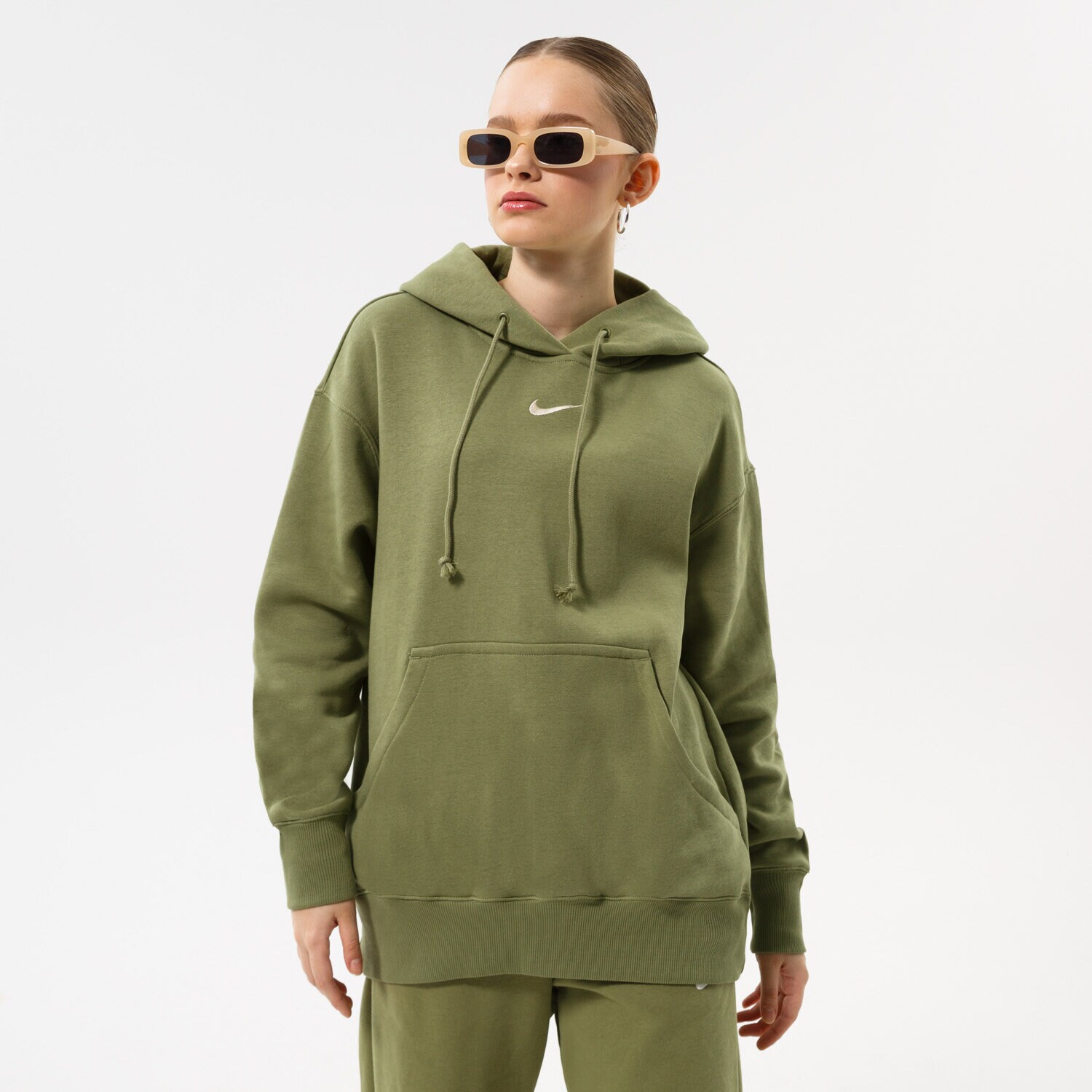 dámská mikina NIKE MIKINA S KAPUCÍ W NSW PHNX FLC OS PO HOODIE DQ5860-334 ZELENÁ