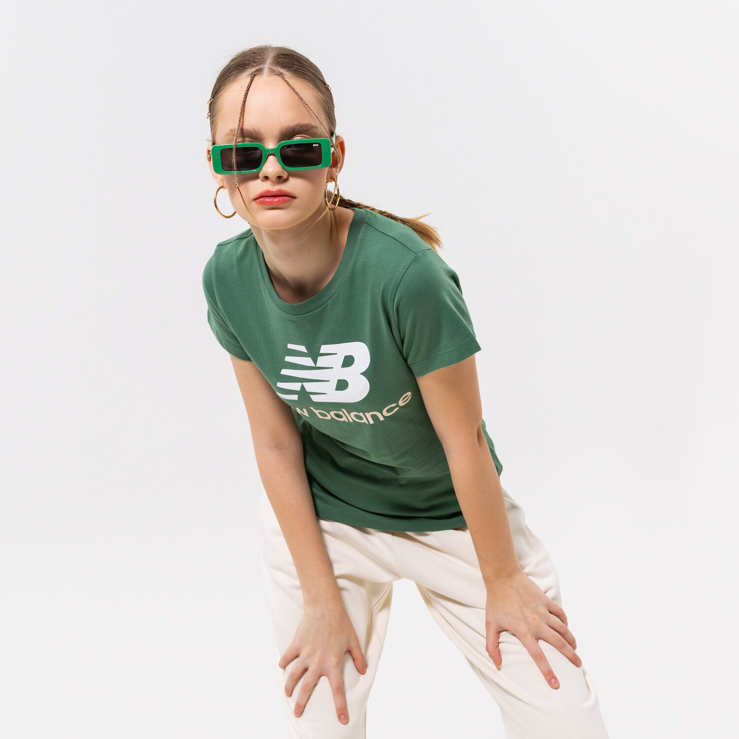 dámské tričko NEW BALANCE TRIČKO NB ESSENTIALS STACKED LOGO TEE WT91546JD ZELENÁ