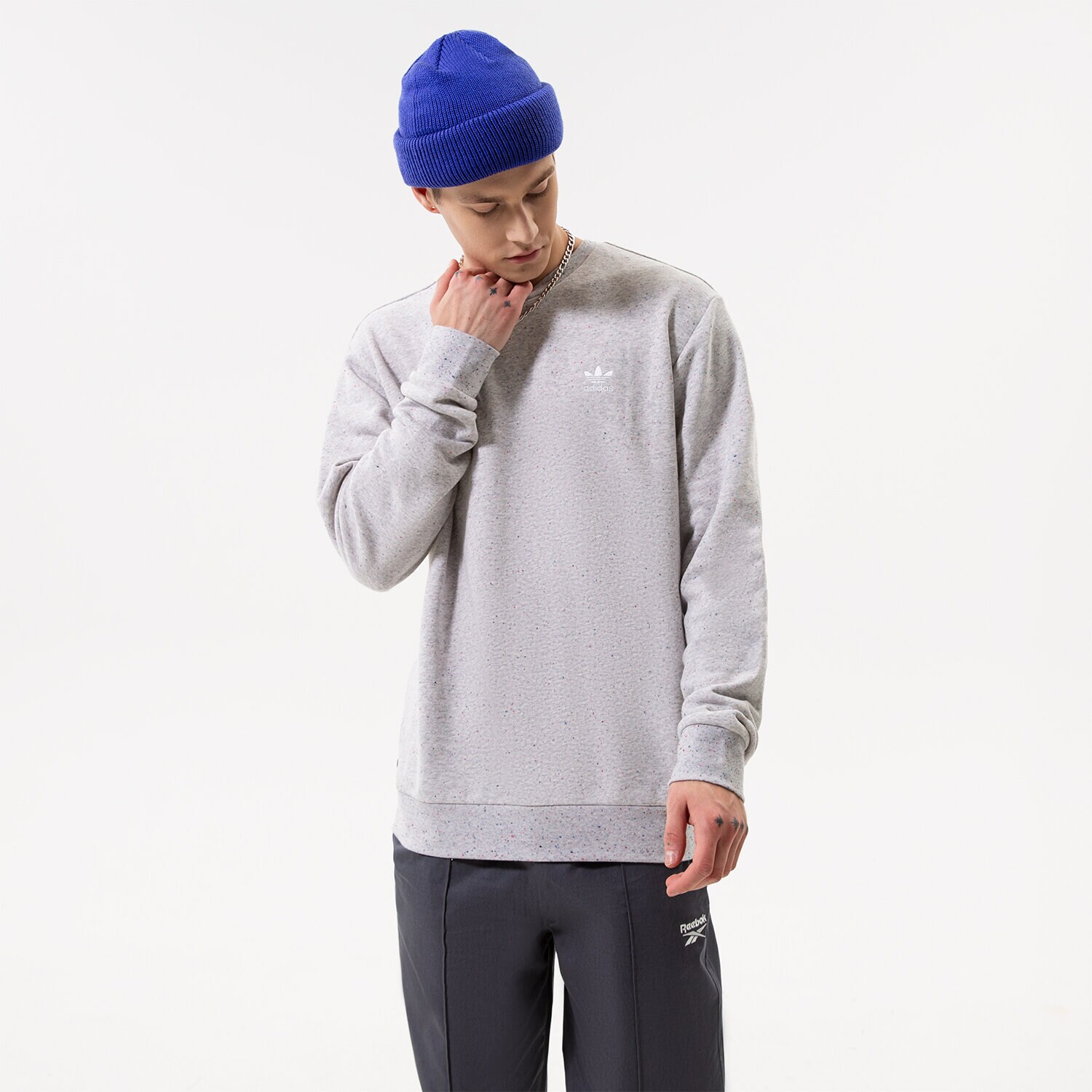 pánská mikina ADIDAS MIKINA ESS+ SUST CREW HK2920 ŠEDÁ