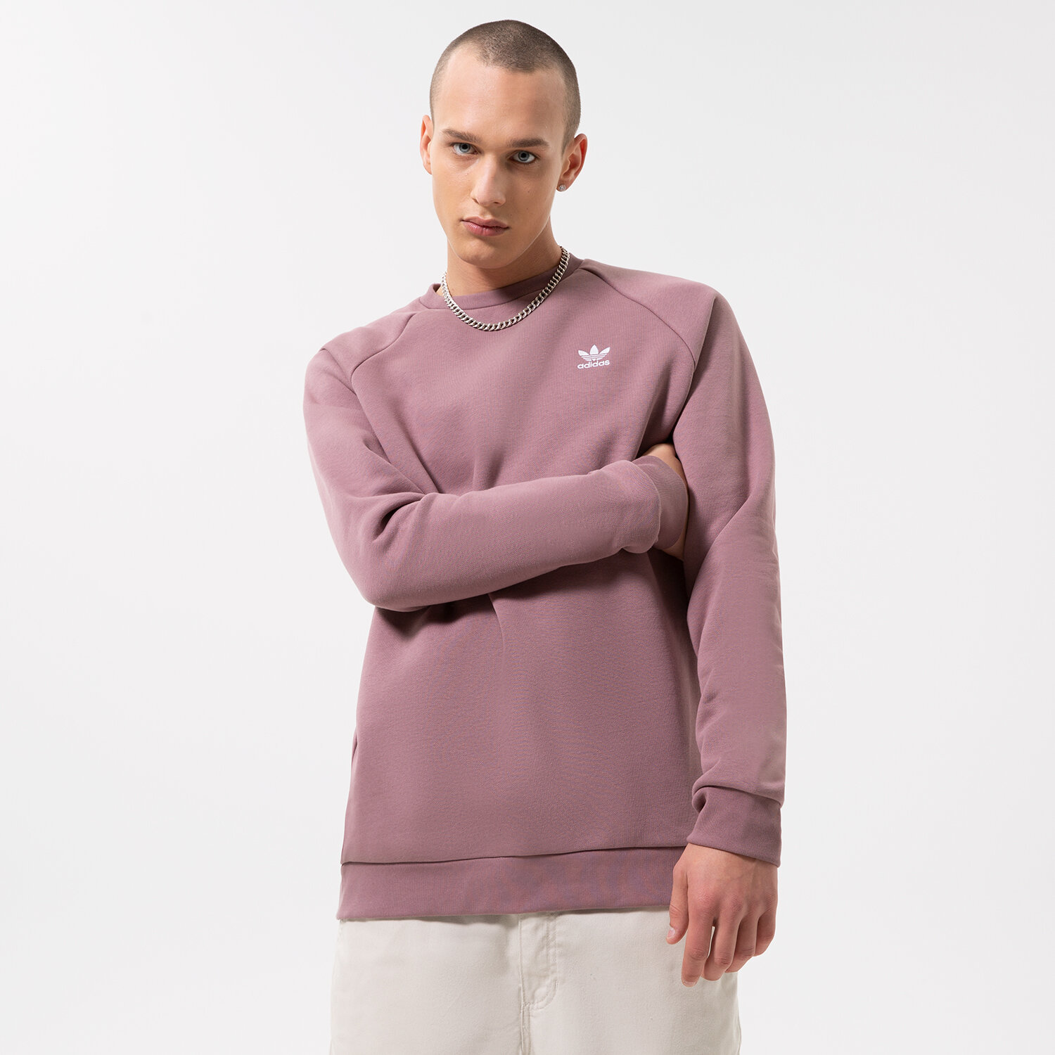 pánská mikina ADIDAS MIKINA ESSENTIAL CREW HJ7991 HNĚDÁ