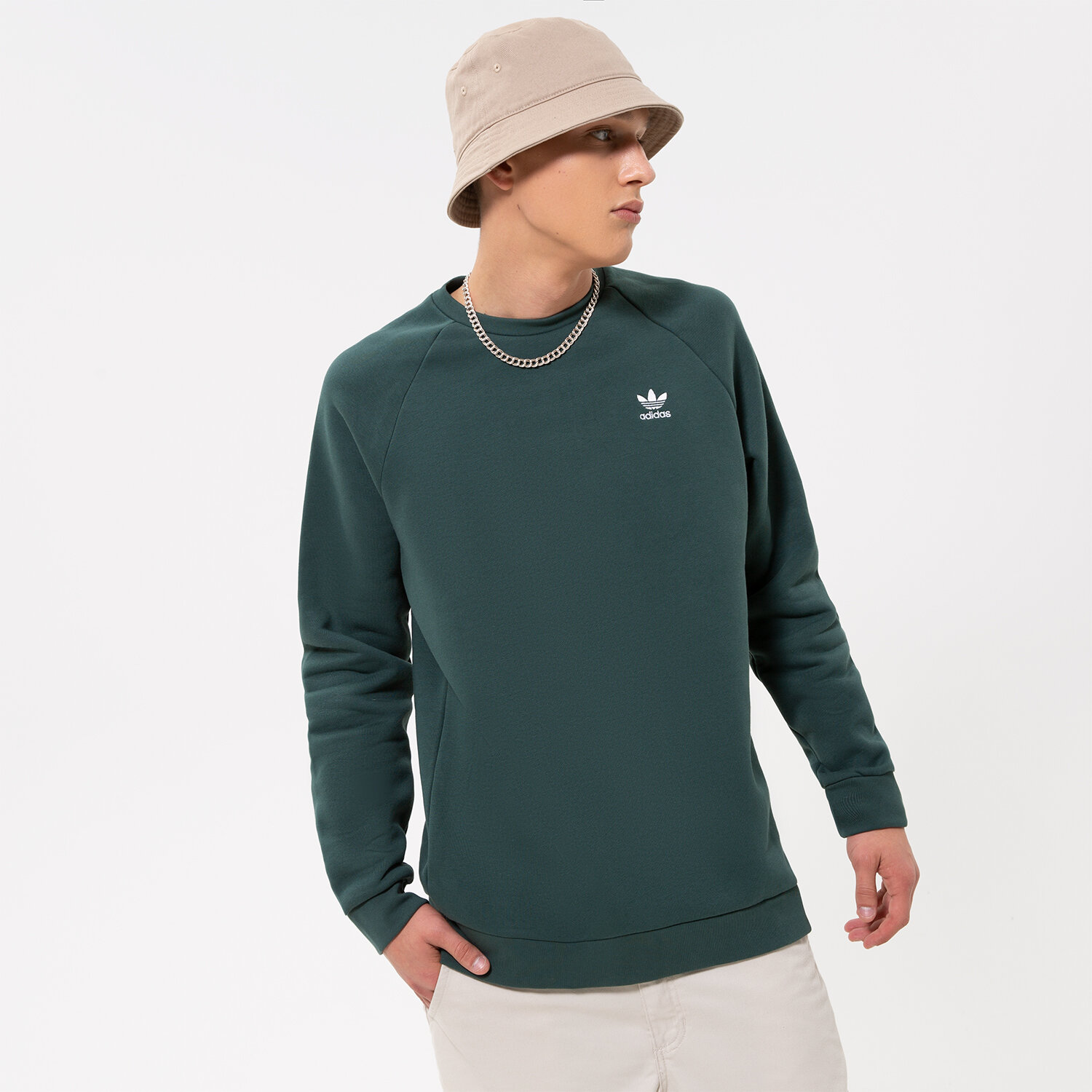 pánská mikina ADIDAS MIKINA ESSENTIAL CREW HJ7993 ZELENÁ