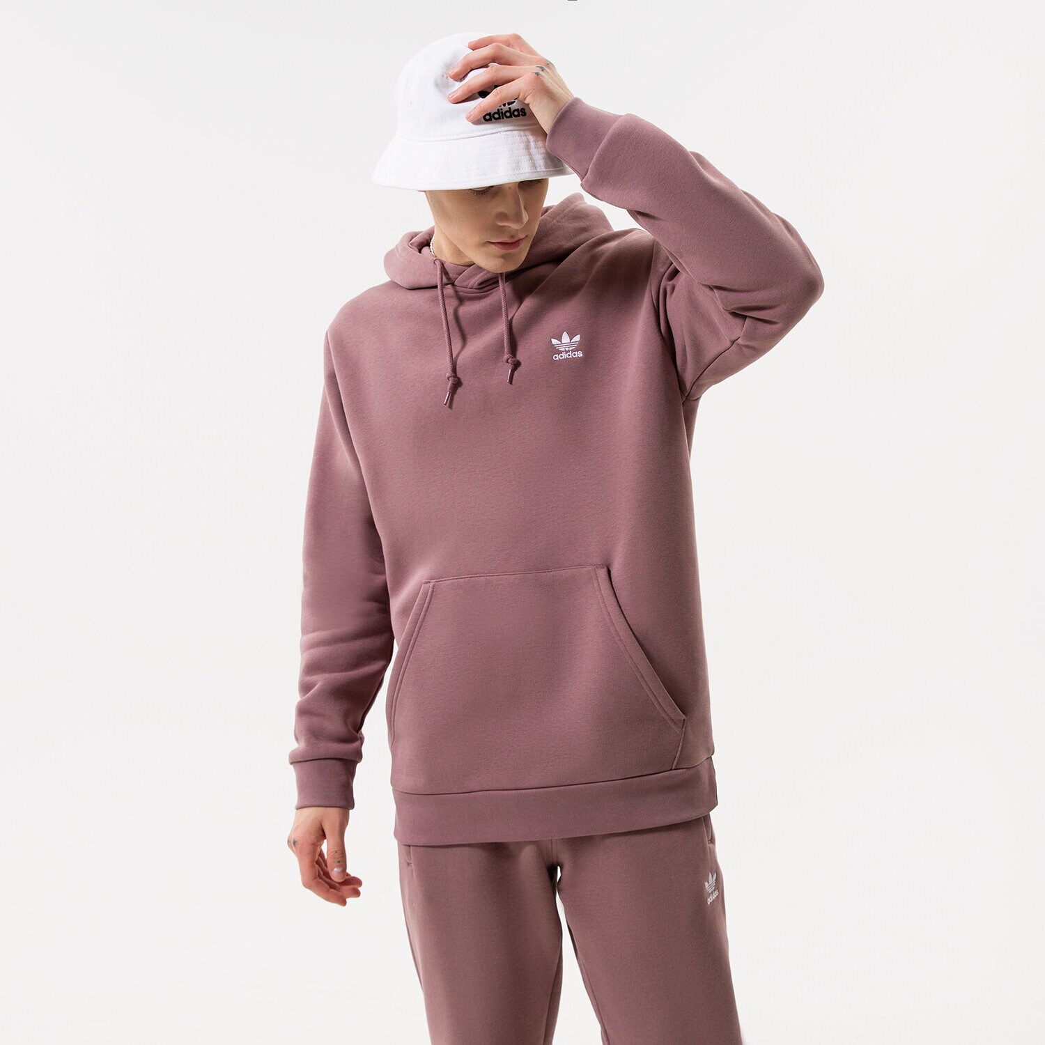 pánská mikina ADIDAS MIKINA S KAPUCÍ ESSENTIAL HOODY HK0100 HNĚDÁ