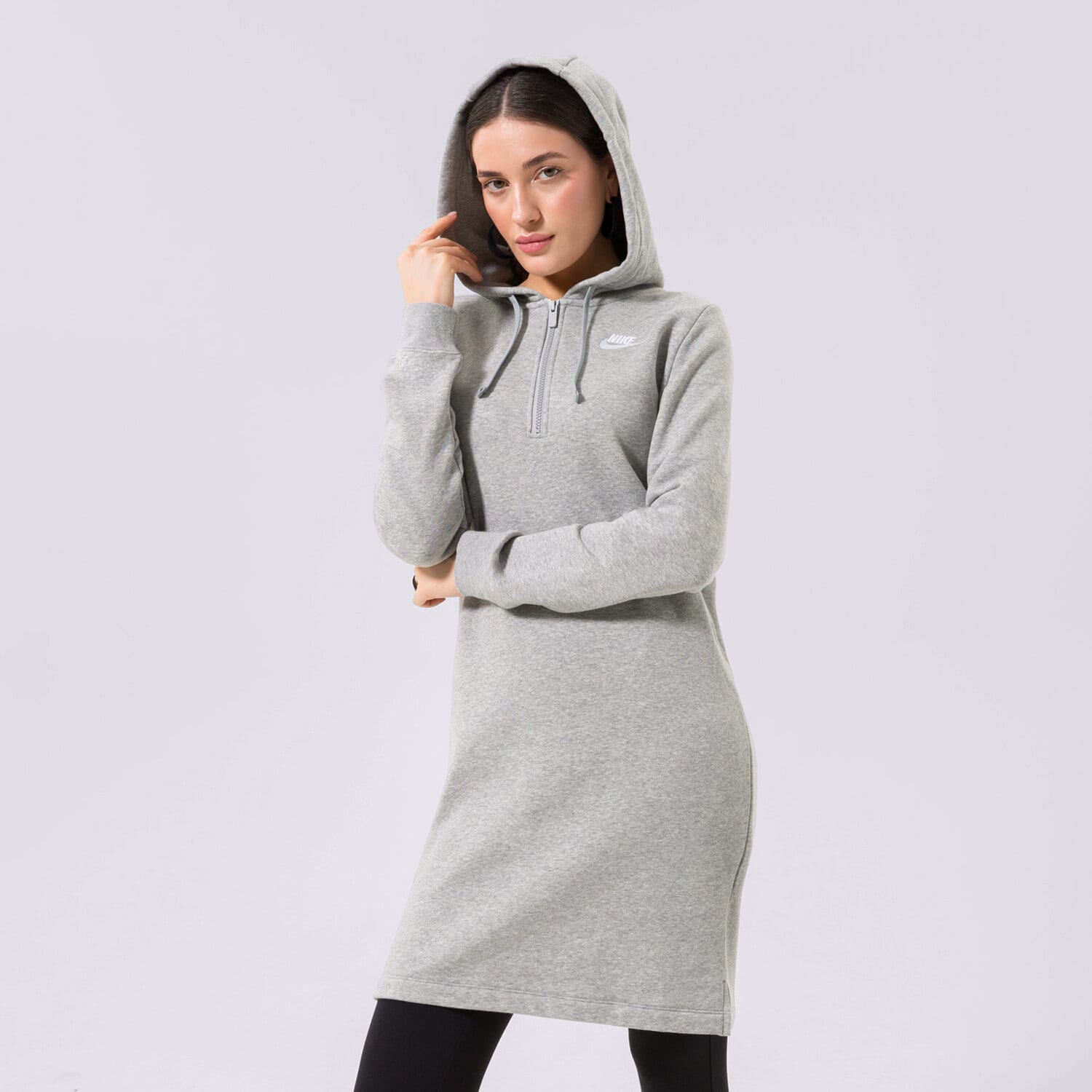 dámské šaty NIKE ŠATY W NSW CLUB FLC  DQ6765-063 ŠEDÁ