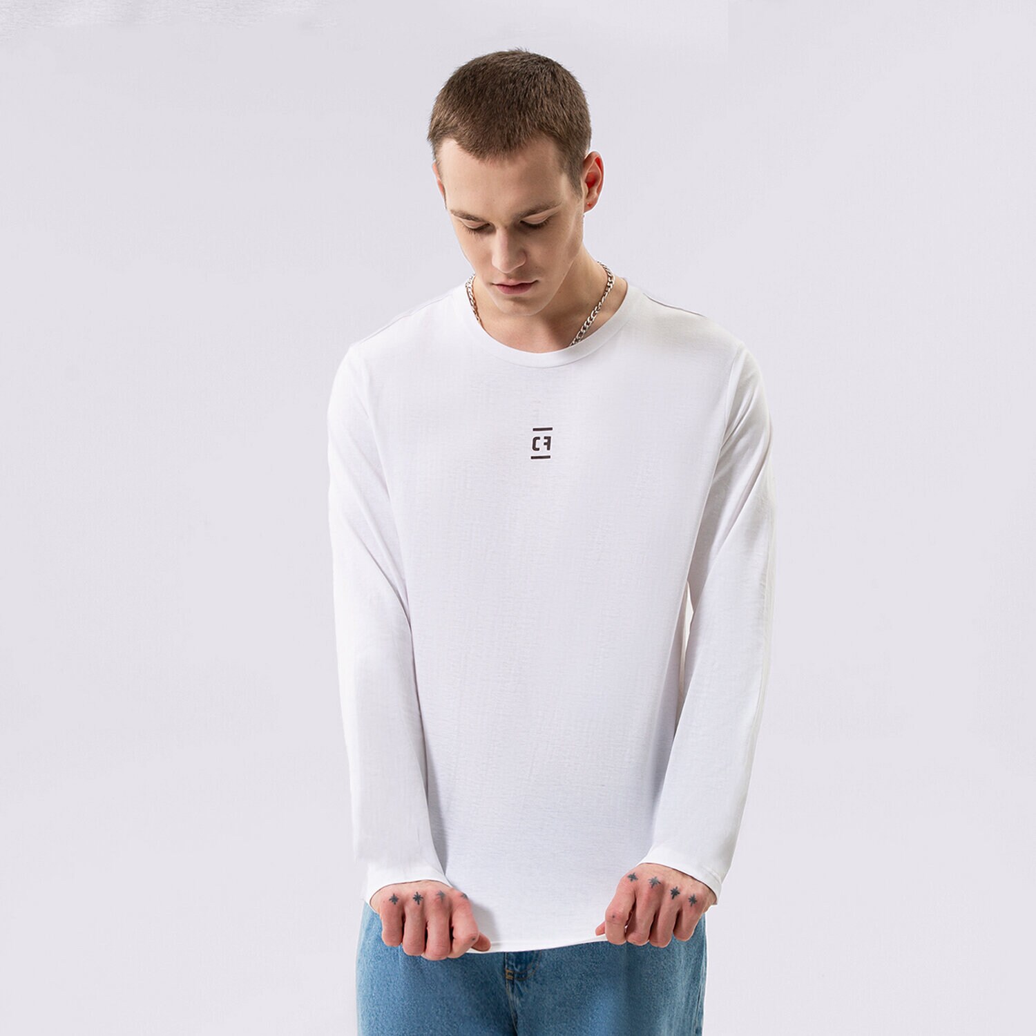pánské tričko CONFRONT TRIČKO CONFRONT ESSENTIAL LONG SLEEVE CF322TLM01002 BÍLÁ