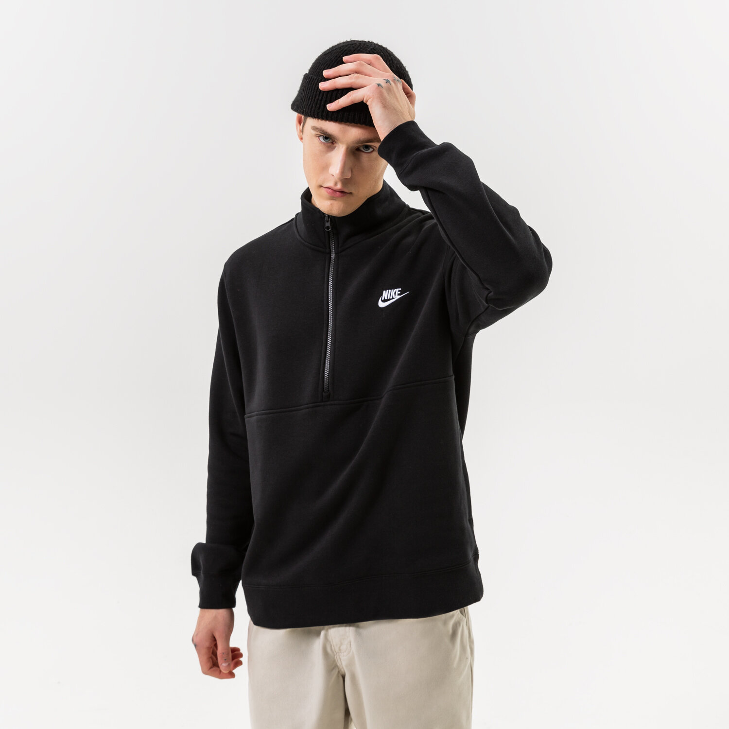 pánská mikina NIKE MIKINA M NSW CLUB BB HZ TOP DD4732-011 ČERNÁ