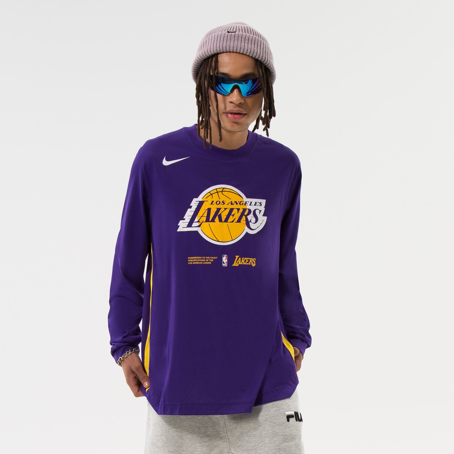pánské tričko NIKE TRIČKO LAL M NK DF LS TOP PREGM NBA DN4615-504 FIALOVÁ
