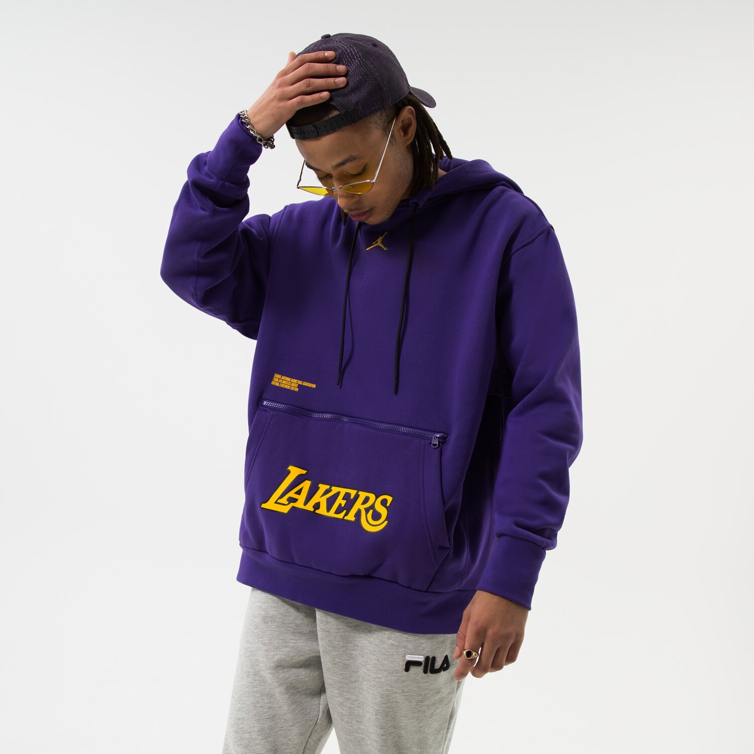 pánská mikina NIKE MIKINA S KAPUCÍ LAL M NK FLC PO CTS ST NBA DN4717-504 FIALOVÁ