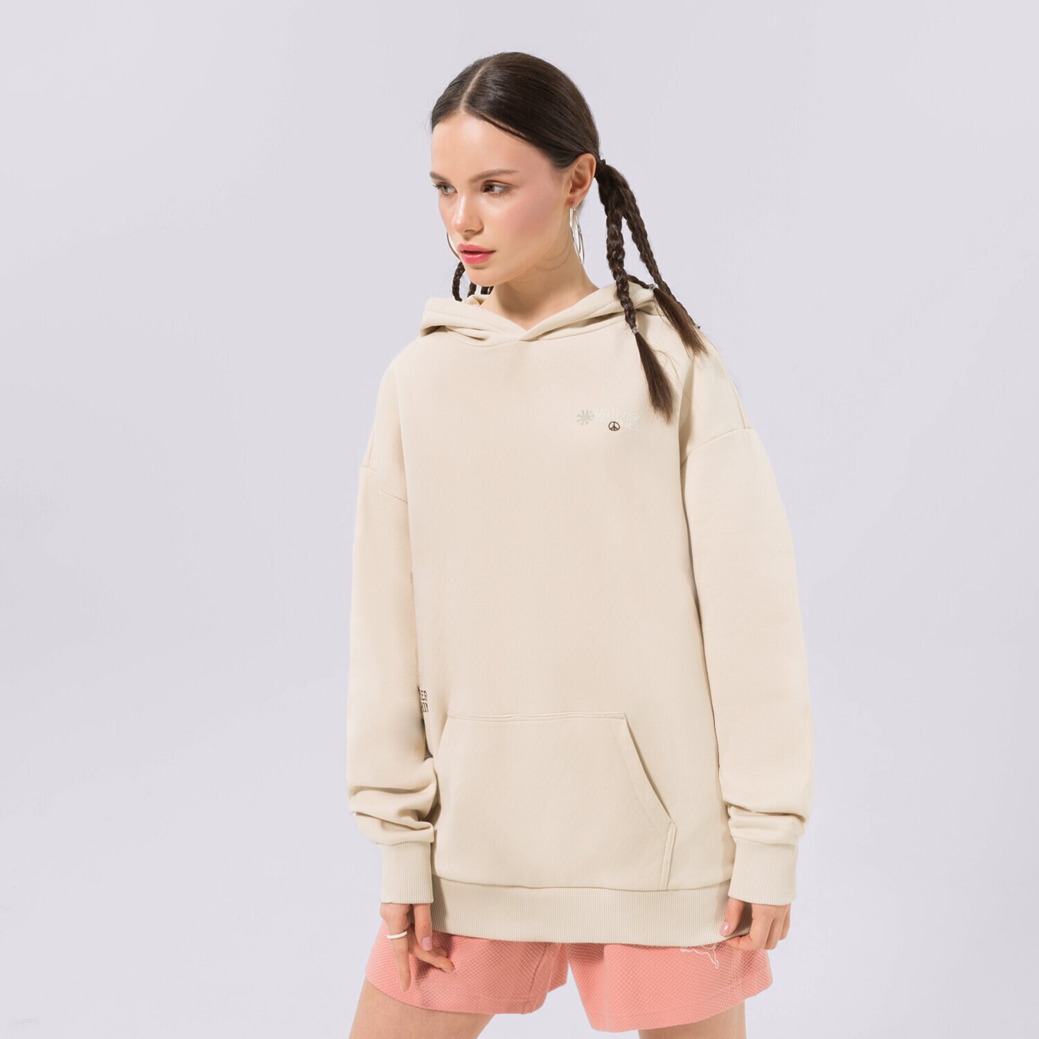 dámská mikina VANS MIKINA S KAPUCÍ EARTH PEACE OATMEAL VN00036W2N11 BÉŽOVÁ